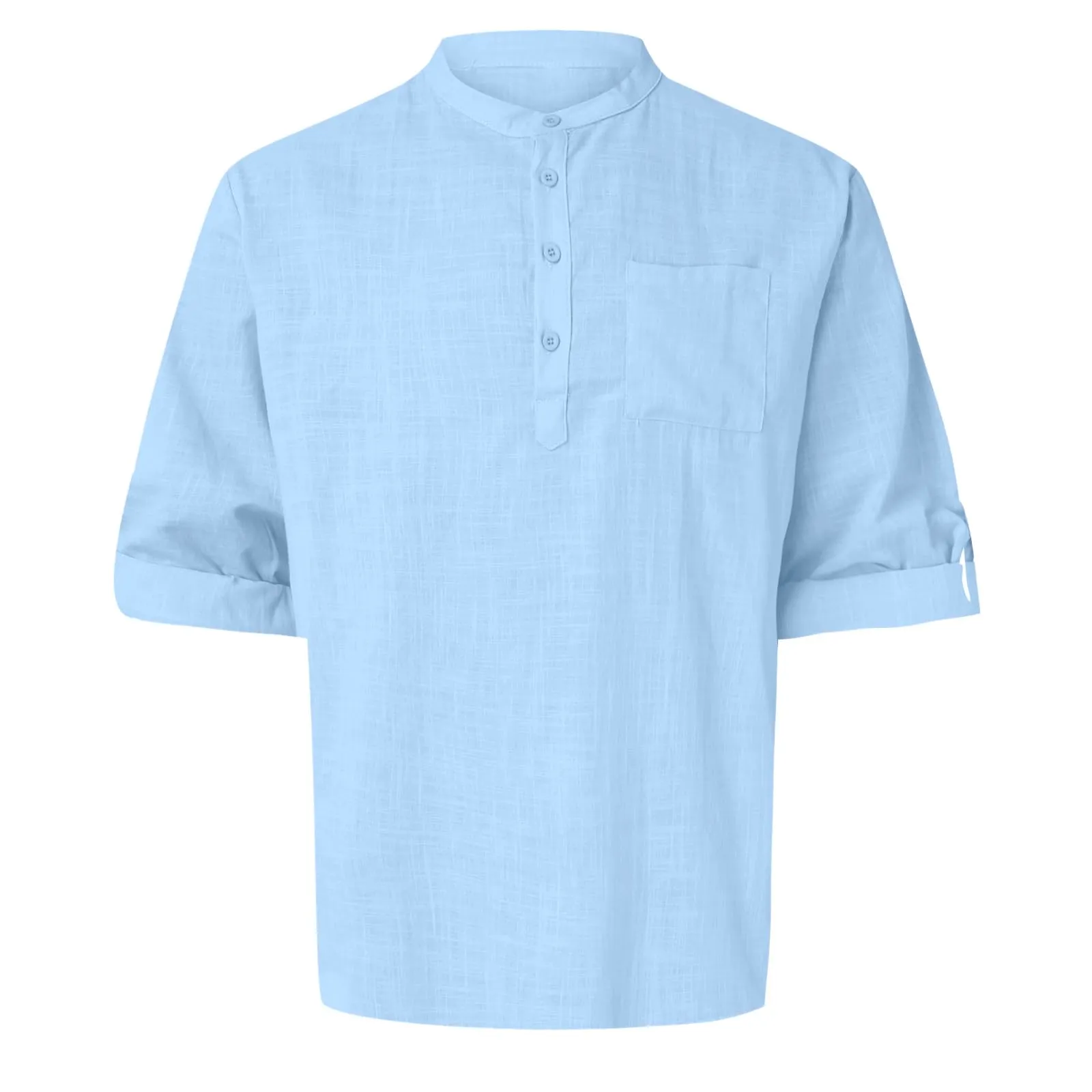 CEWIFO Camicia Lino Uomo Estiva No Stiro Coreana Hawaiana Manica Lunga in Cotone Casual - immagine 3