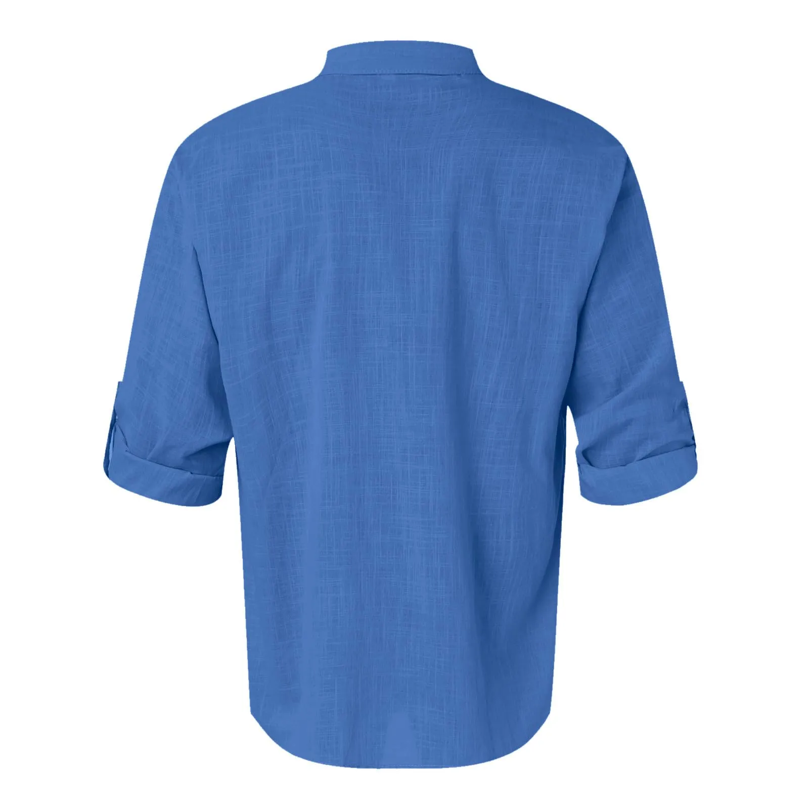CEWIFO Camicia in Lino Uomo Maniche Corte Regular Fit Blu-1 3XL - immagine 4