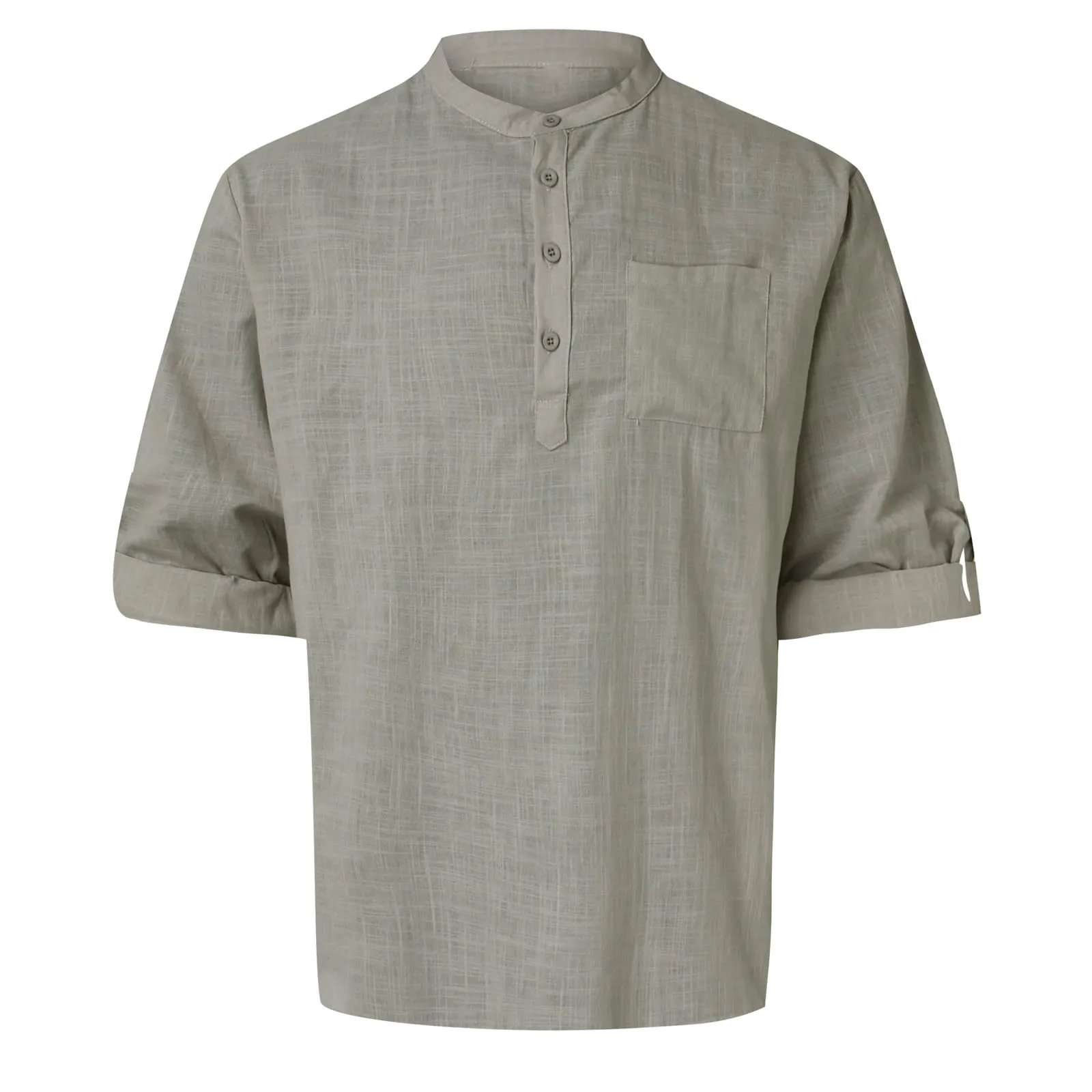 CEWIFO Camicia in Lino da Uomo Coreana Slim Fit Manica Lunga Casual Traspirante - immagine 4