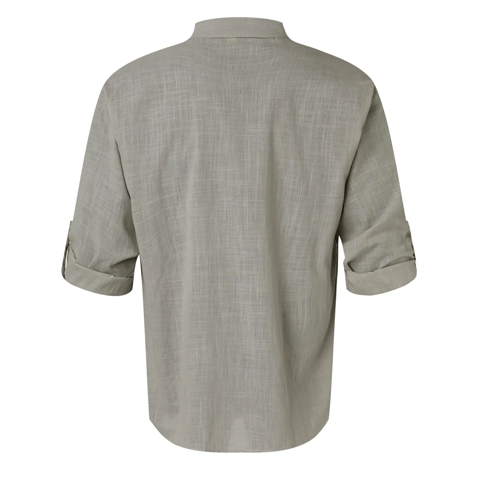 CEWIFO Camicia in Lino Manica Lunga Uomo Bianco Tinta Unita Casual - immagine 7