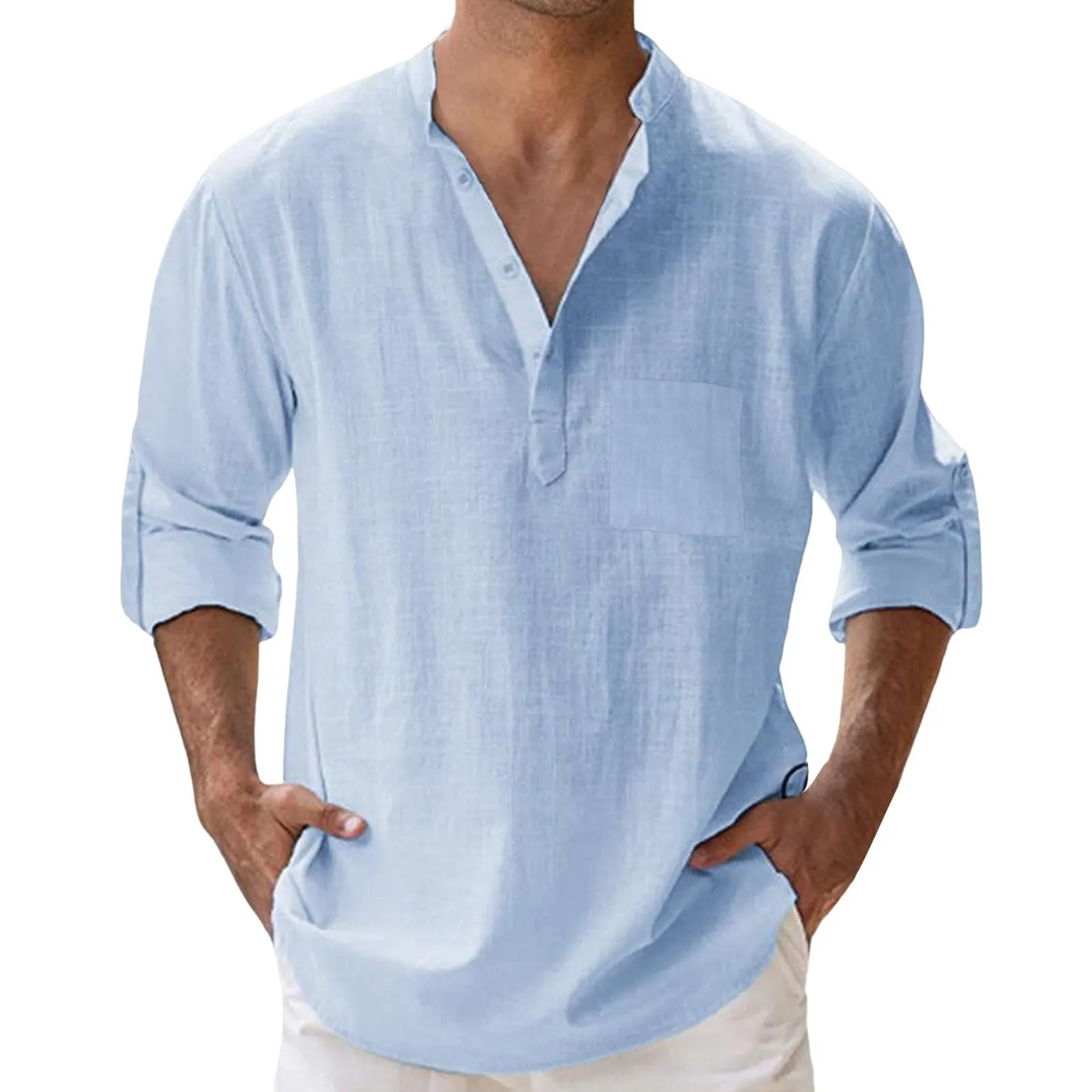 CEWIFO Camicia in Lino Uomo Maniche Corte Regular Fit - immagine 1