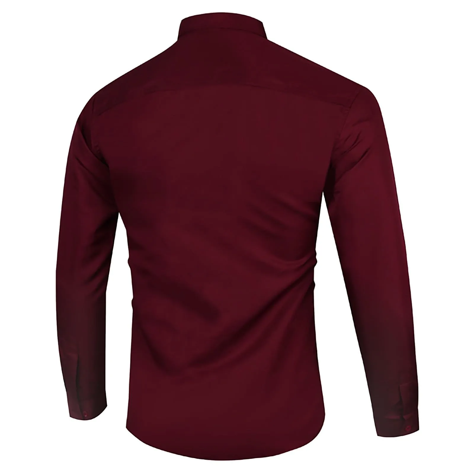 Generico Camicia Uomo Slim Fit Western Maniche Lunghe Monocolore (Wine, XL) - immagine 4