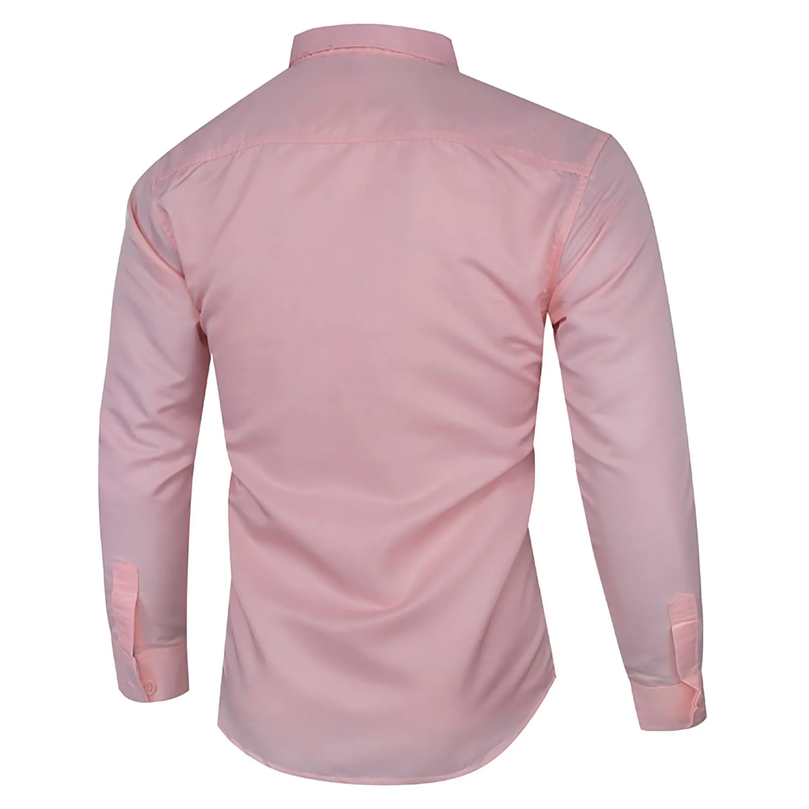Generico Camicia Uomo Slim Fit Western Maniche Lunghe, Monocolore Rosa, XL - immagine 3