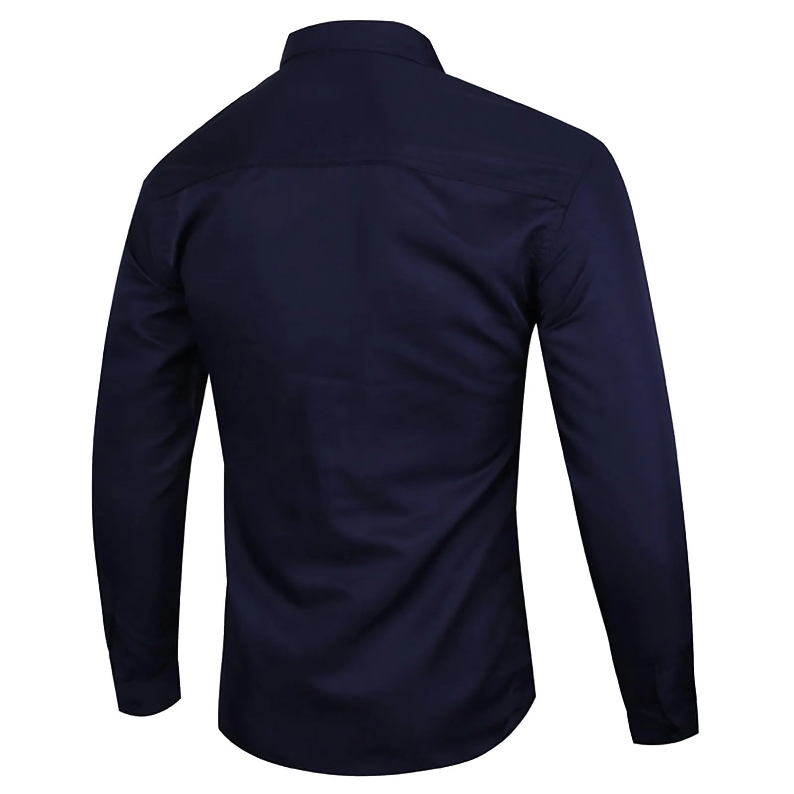 Generico Camicia Uomo Slim Fit Western a Maniche Lunghe, Blu Scuro, S - immagine 4