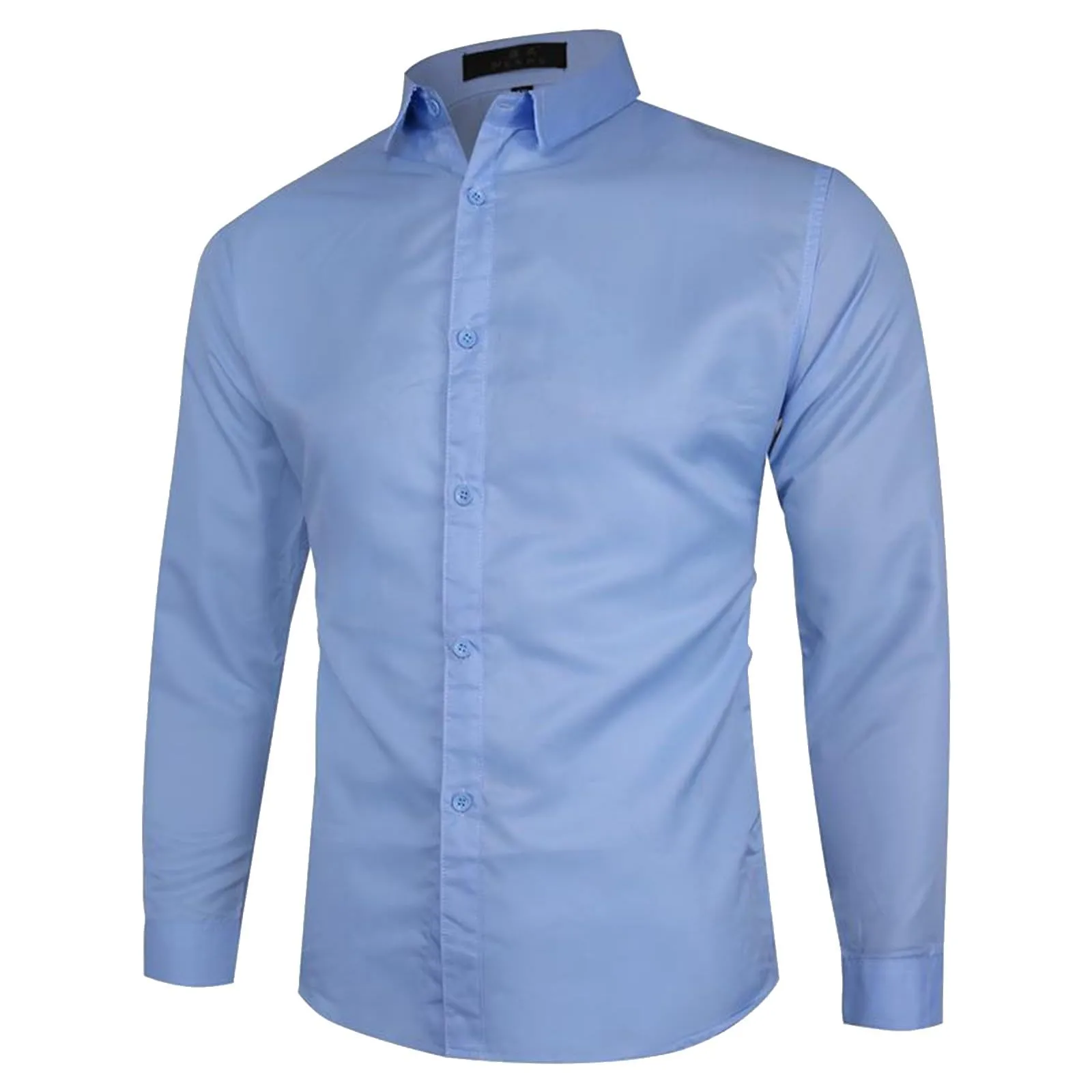 Generico Camicia Uomo Maniche Lunghe Slim Fit Western Blu 4XL - immagine 1