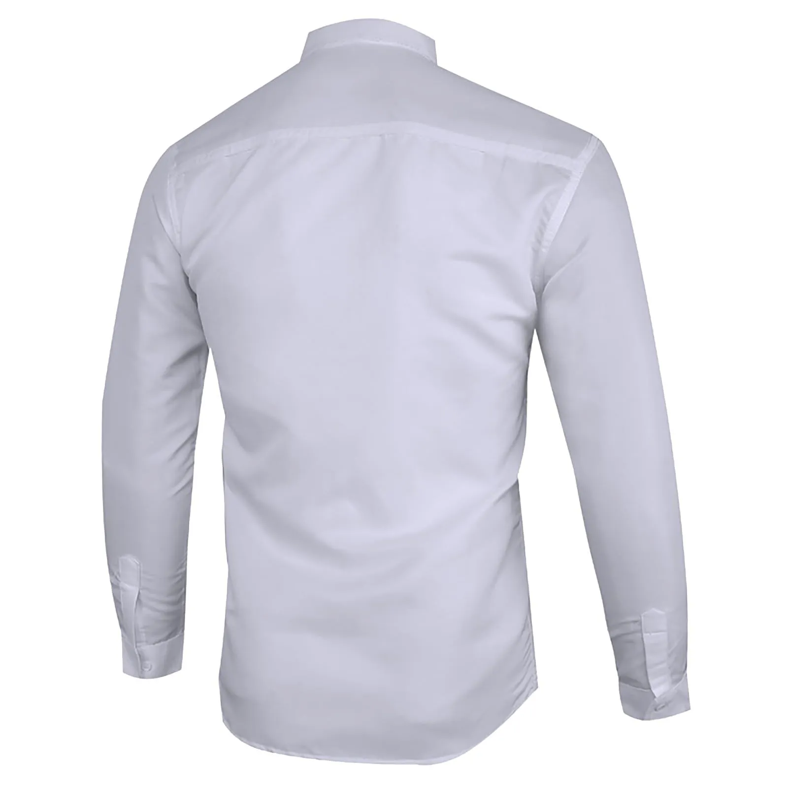 Generico Camicia Uomo Maniche Lunghe Slim Fit Western Monocolore White, L - immagine 3