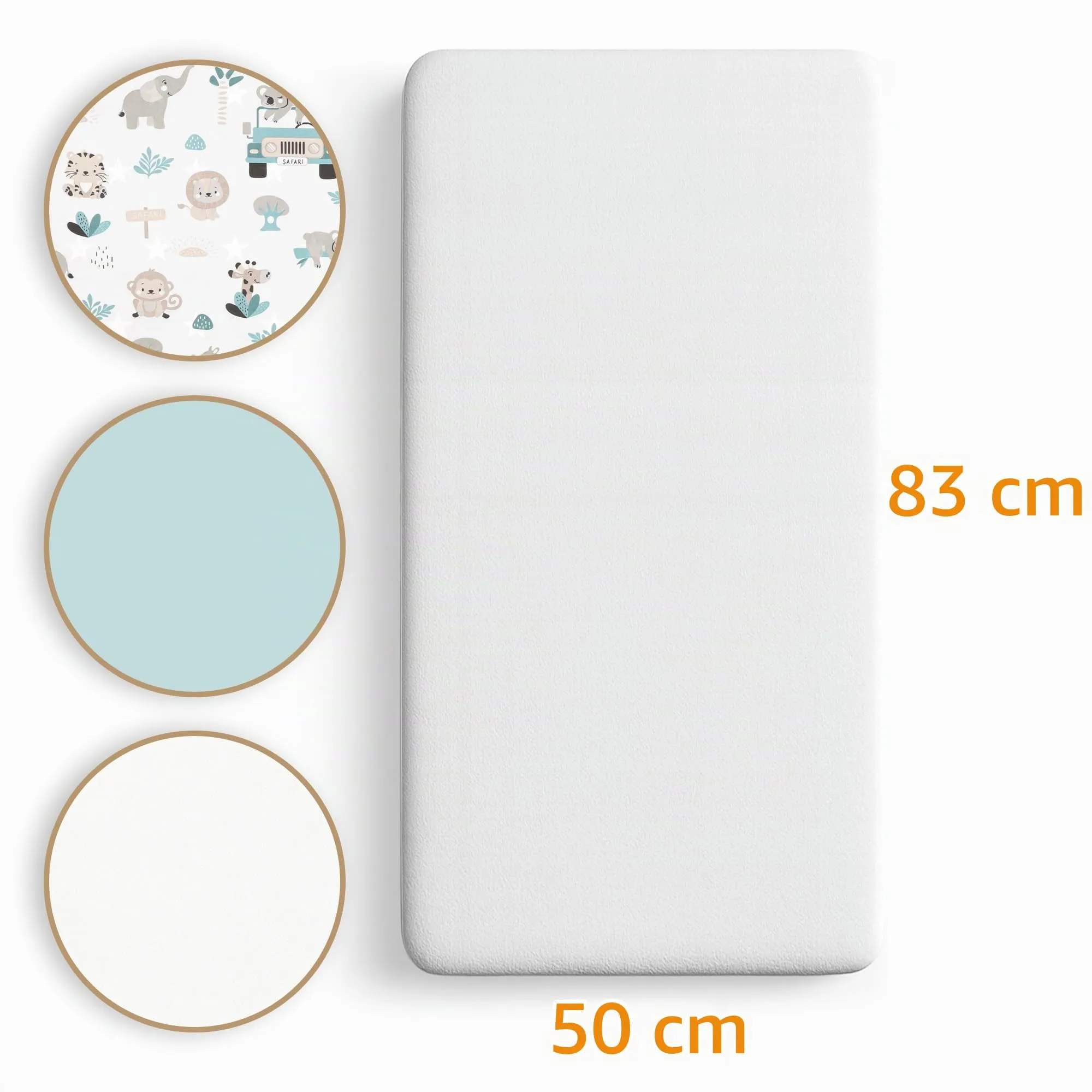 Totsy Baby Set di 3 Lenzuola con angoli e Coprimaterasso impermeabile per Passeggino, 50x83 cm, Colore Salvia - immagine 2