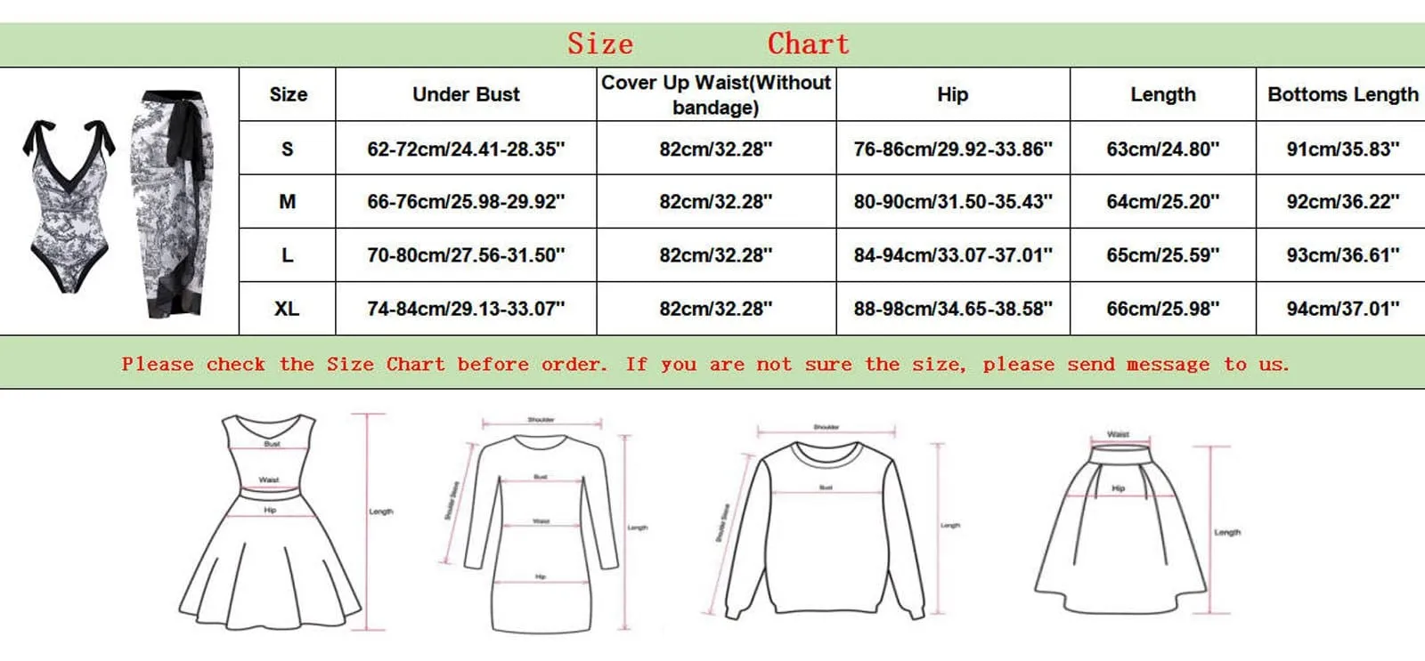 PAIDAXING Costume da bagno da donna 2 pezzi con pareo, stampa floreale, monokini con gonna lunga avvolgente, nero, XL - immagine 3