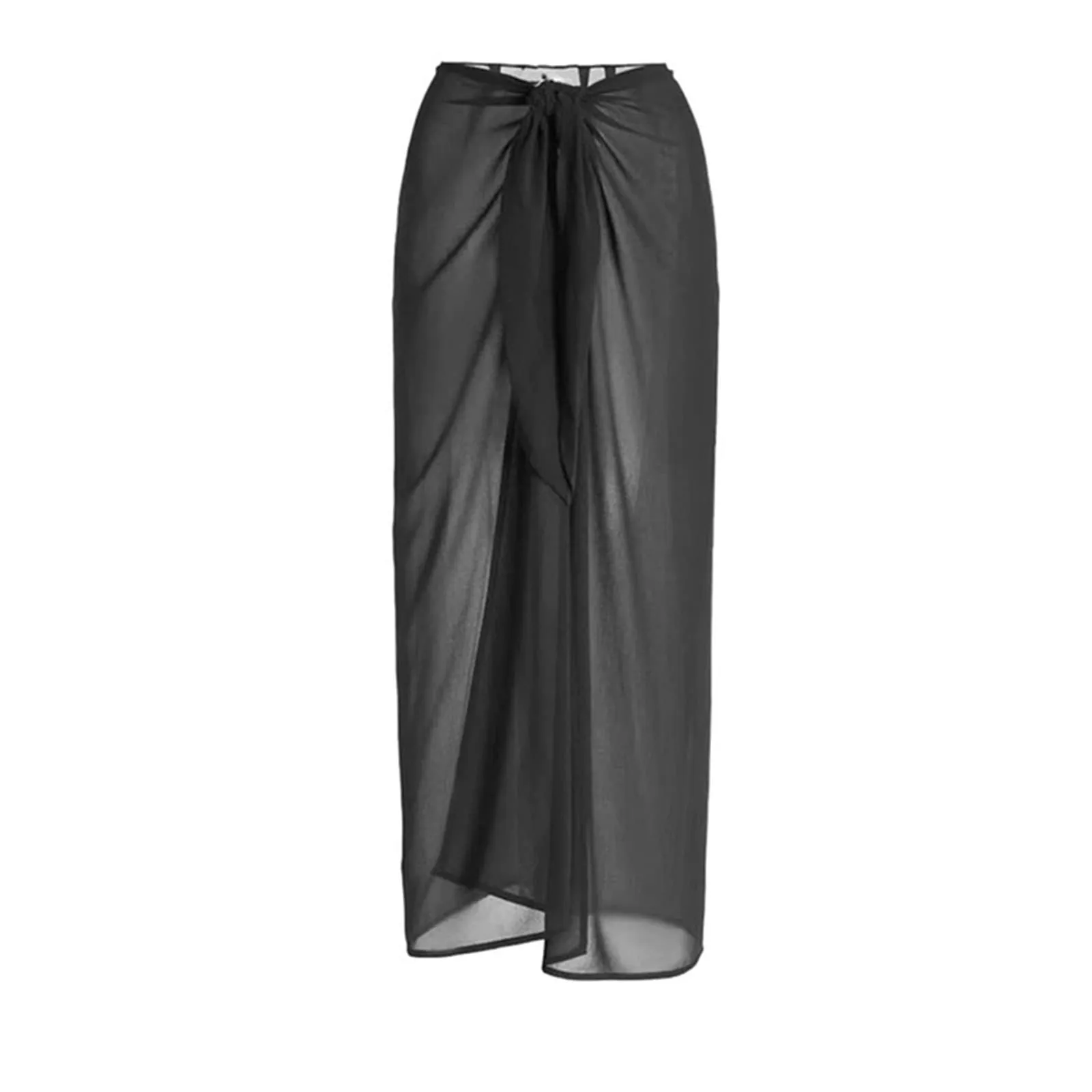 PAIDAXING Costume da bagno da donna in 2 pezzi con pareo, stampa floreale vintage, monokini con gonna lunga avvolgente, 43-nero, XL - immagine 6