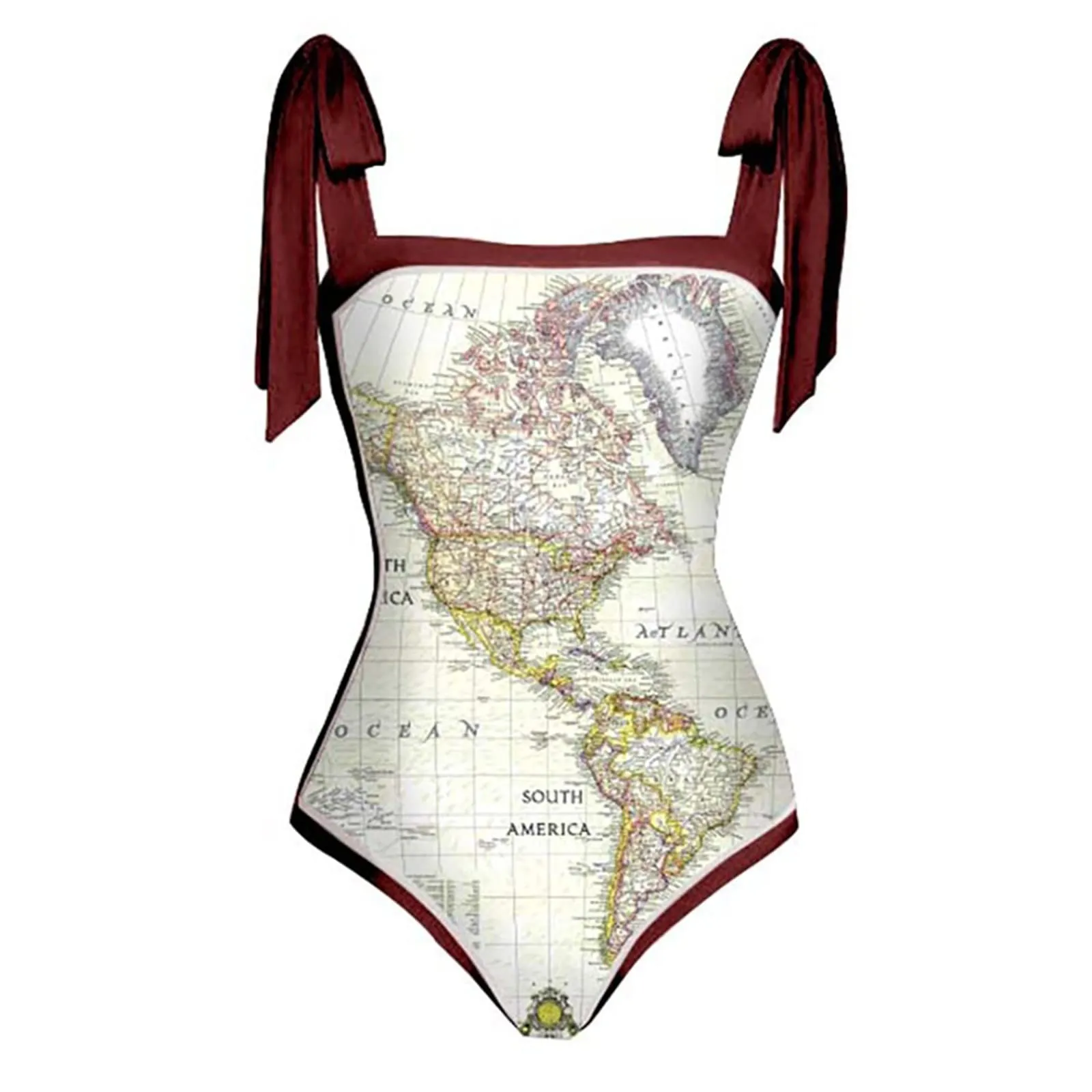 PAIDAXING Costume da bagno da donna 2 pezzi con pareo, stampa floreale, monokini con gonna lunga avvolgente, vino, XL - immagine 4