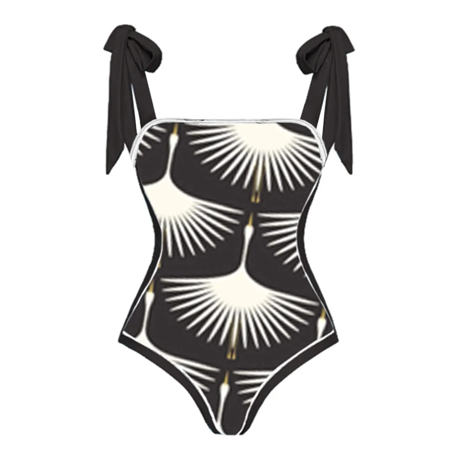 PAIDAXING Costume da bagno da donna in 2 pezzi con pareo, stampa floreale vintage, monokini con gonna lunga avvolgente, 04-nero, 3XL - immagine 5