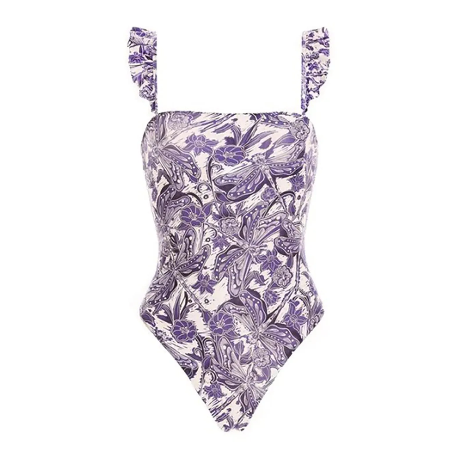 PAIDAXING Costume da bagno da donna 2 pezzi con pareo, stampa floreale, monokini con gonna avvolgente Boho, 18-viola, M - immagine 4