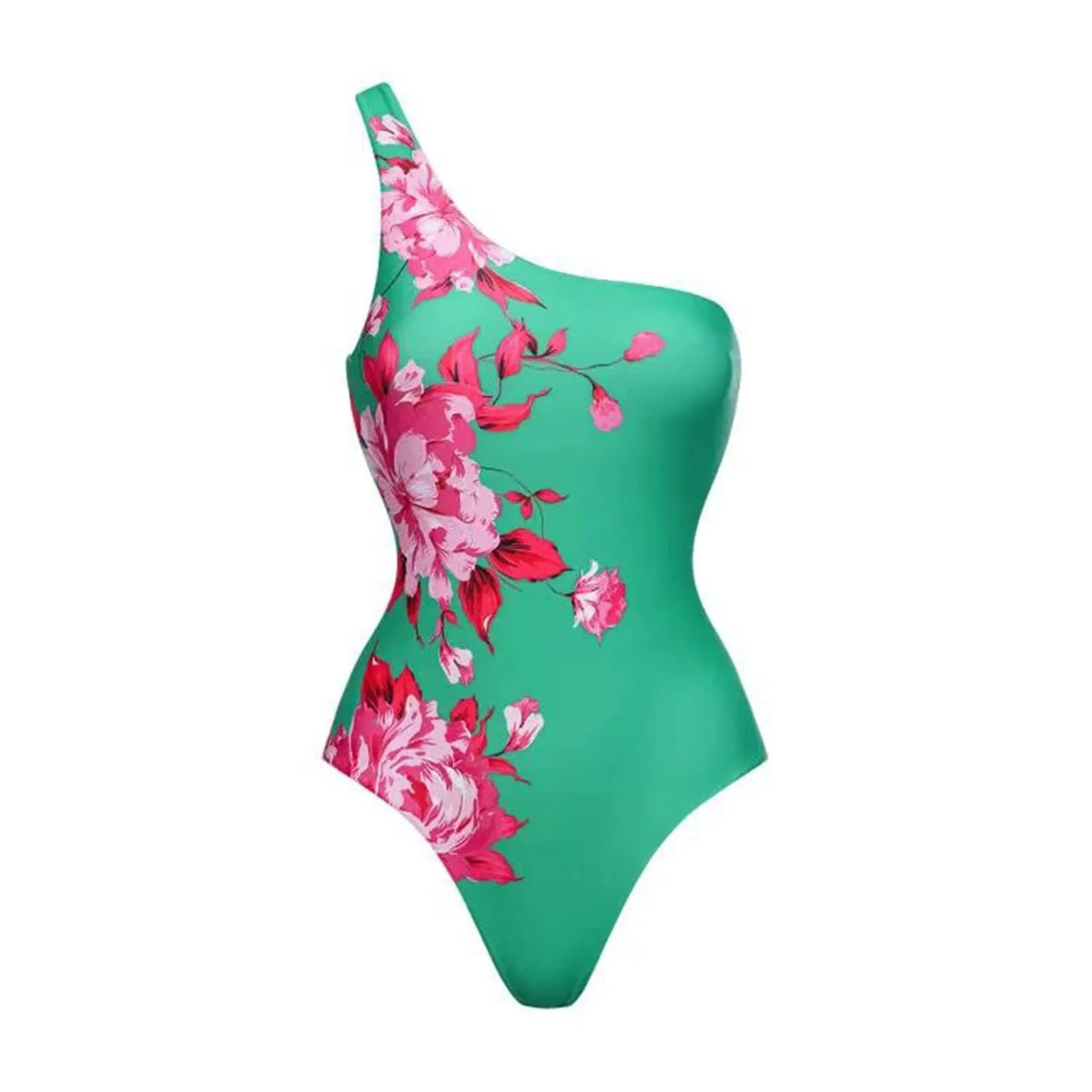 PAIDAXING Costume da bagno da donna 2 pezzi con pareo, stampa floreale, monokini con gonna lunga avvolgente, verde, XL - immagine 4