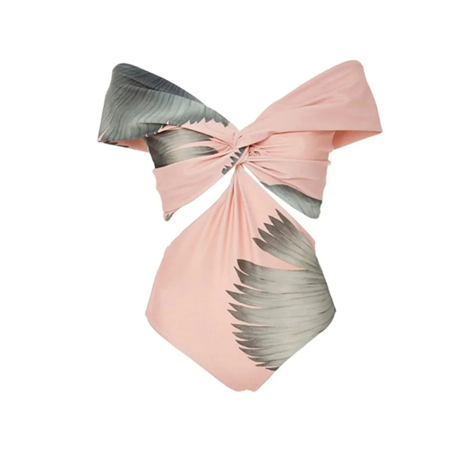 PAIDAXING Costume da bagno da donna 2 pezzi monokini con gonna pareo avvolgente stampa floreale, rosa, S - immagine 5