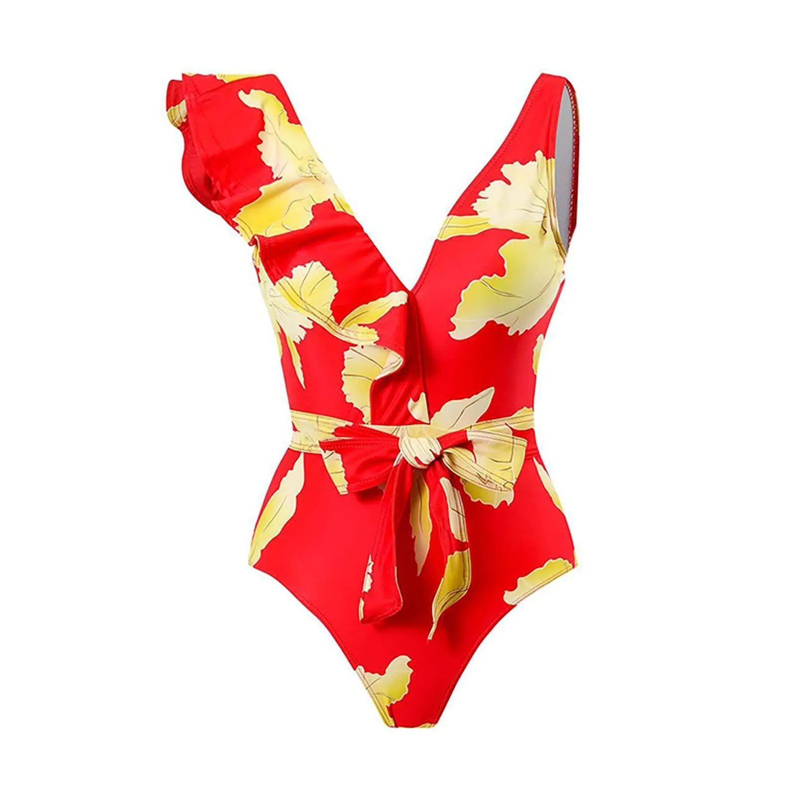 PAIDAXING Costume da bagno 2 pezzi da donna con pareo e stampa floreale vintage - immagine 4