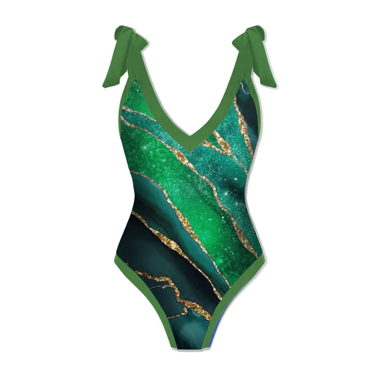 PAIDAXING Costume da bagno da donna 2 pezzi Monokini con pareo avvolgente, Stampa floreale, 12 verdi, L - immagine 4