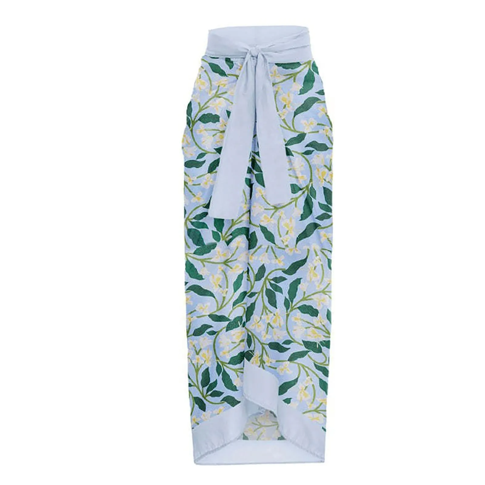 PAIDAXING Costume da bagno da donna 2 pezzi con pareo, stampa floreale vintage, verde, M - immagine 5