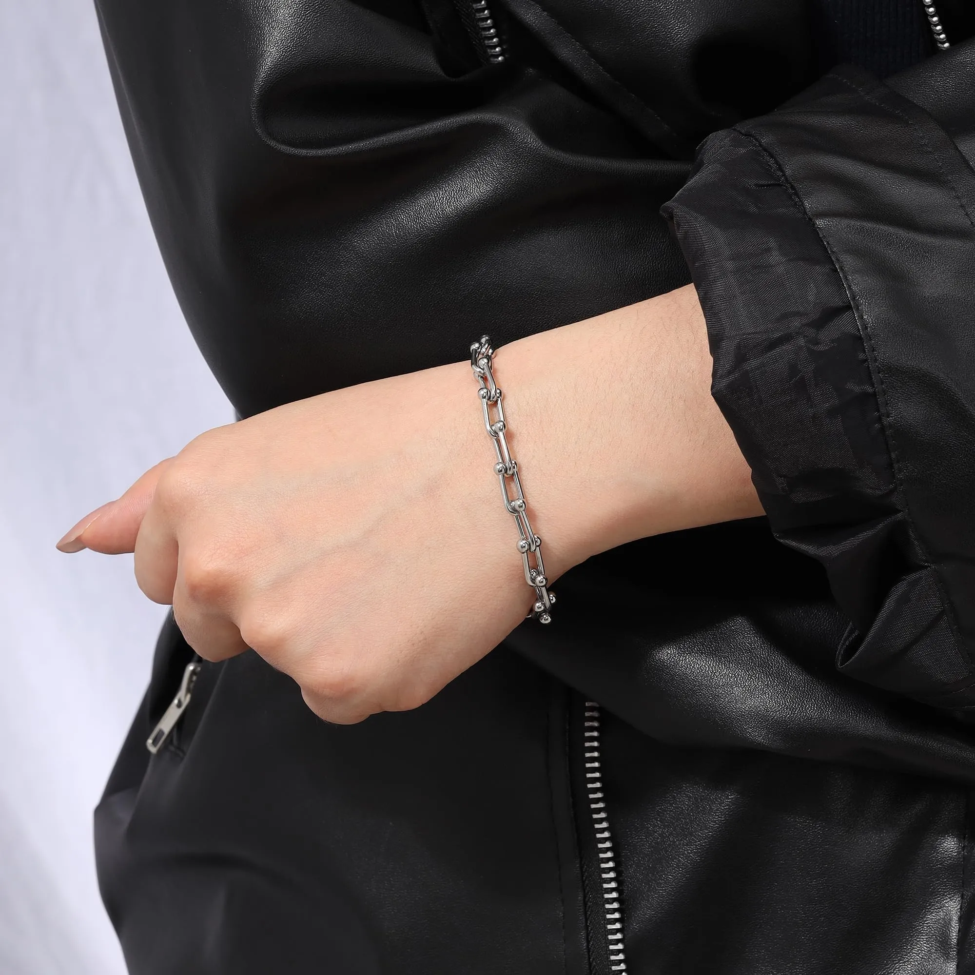 JJDreams Set Collana e Bracciale a Catena in Acciaio Inox, Argento - immagine 3
