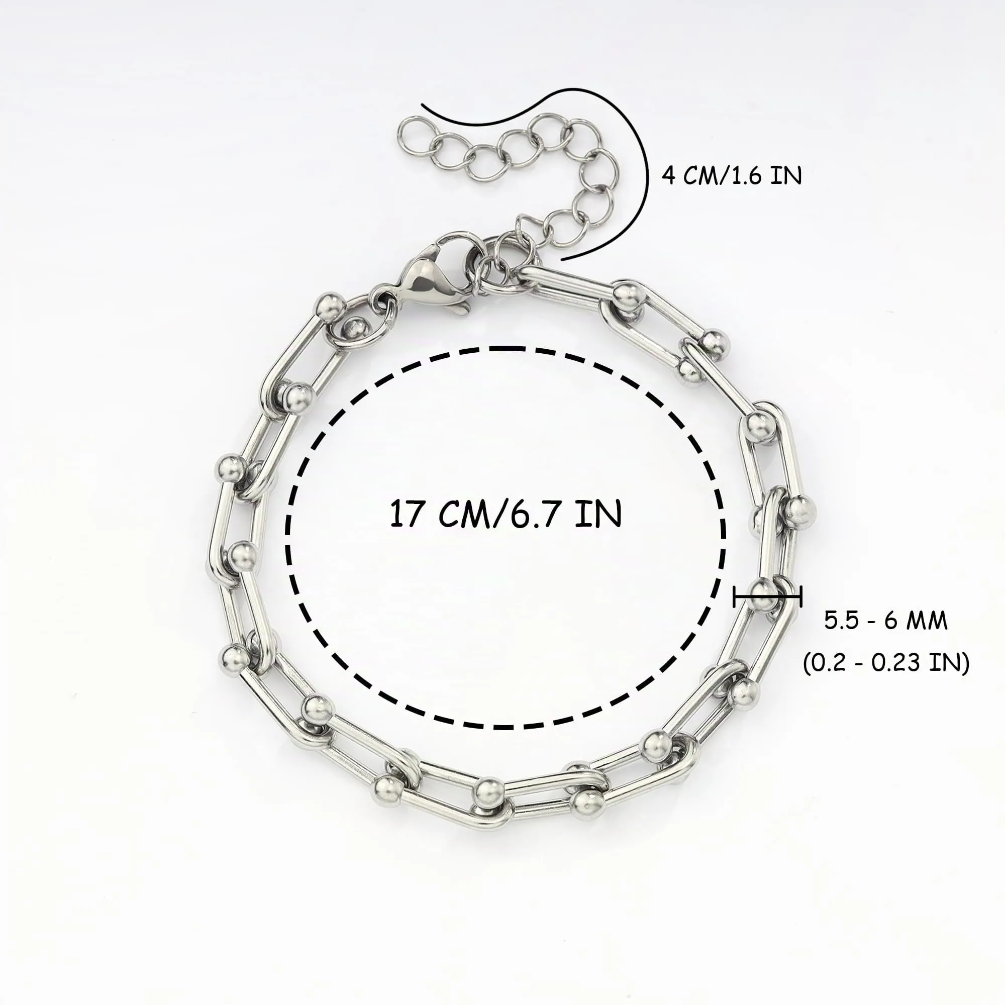 JJDreams Set Collana e Bracciale a Catena in Acciaio Inox, Argento - immagine 4