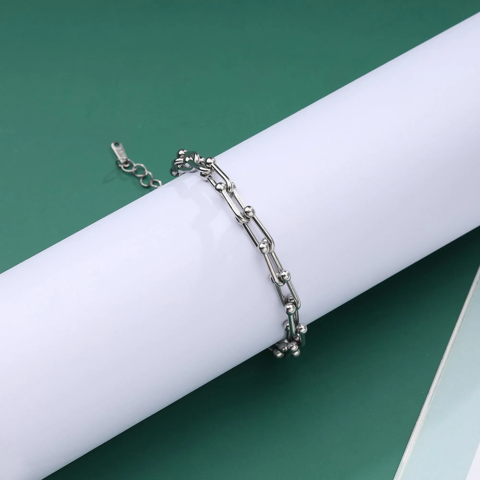 JJDreams Set Collana e Bracciale a Catena in Acciaio Inox, Argento - immagine 6