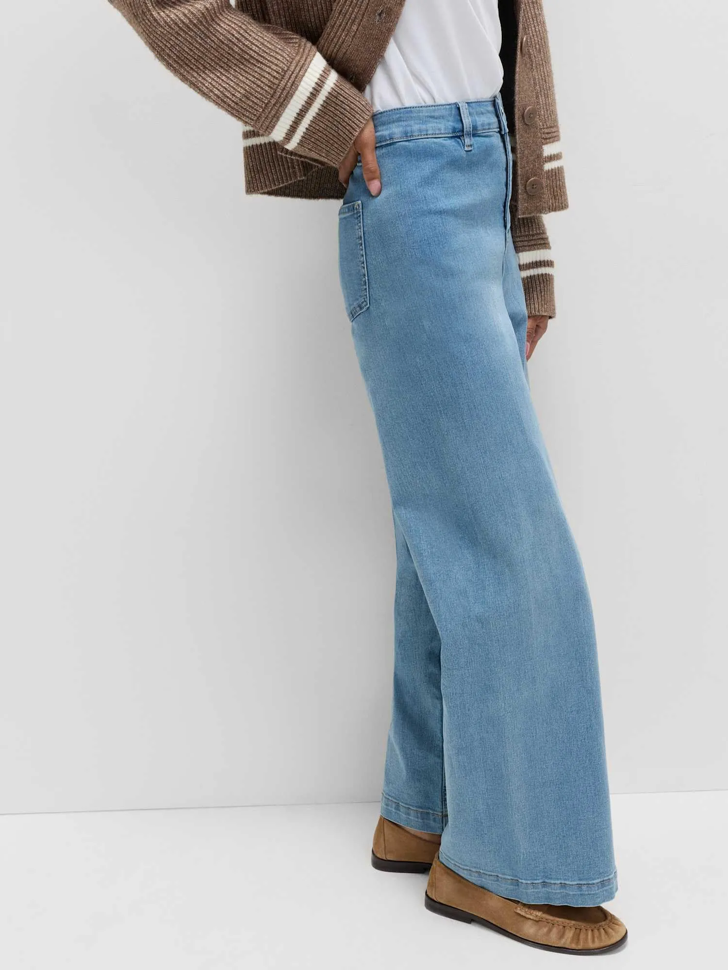 Marks & Spencer Jeans a Gamba Larga Vita Alta alla Caviglia Donna Marina 42 - immagine 4