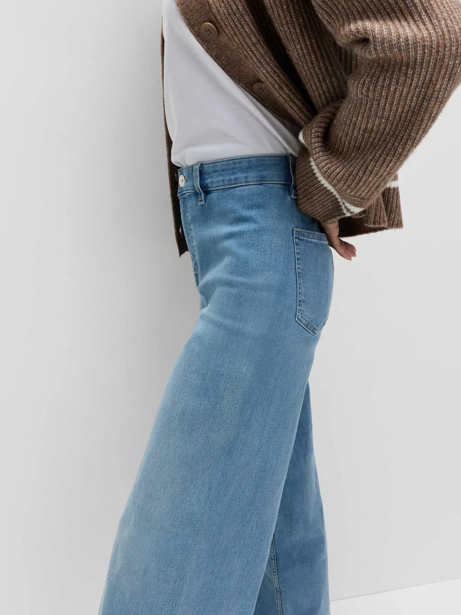 Marks & Spencer Jeans a Gamba Larga Vita Alta alla Caviglia Donna Marina 42 - immagine 6