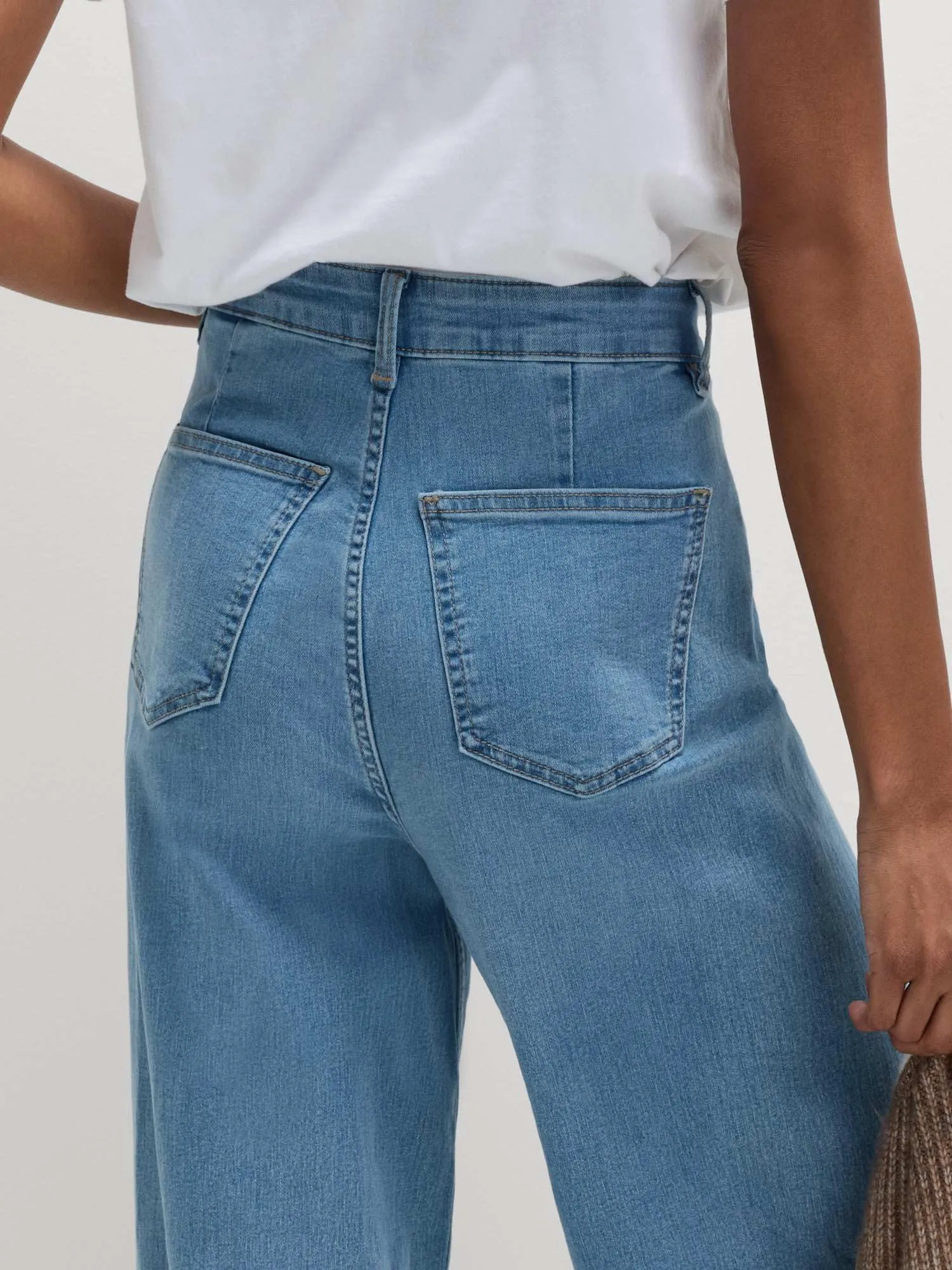 Marks & Spencer Jeans Donna Gamba Larga Vita Alta alla Caviglia Marina 52 - immagine 3