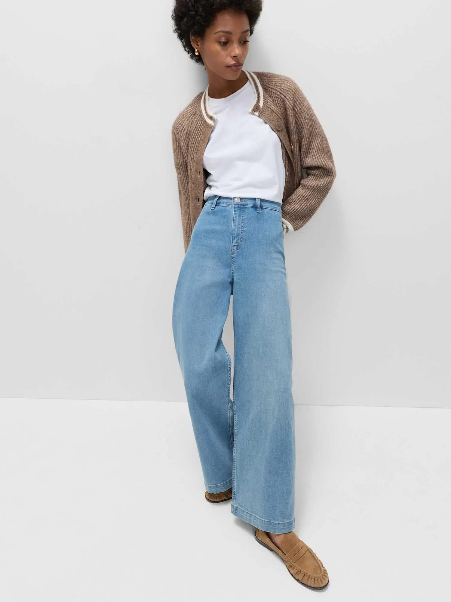 Marks & Spencer Jeans a Gamba Larga Vita Alta alla Caviglia Donna - Marina - 50 - immagine 2