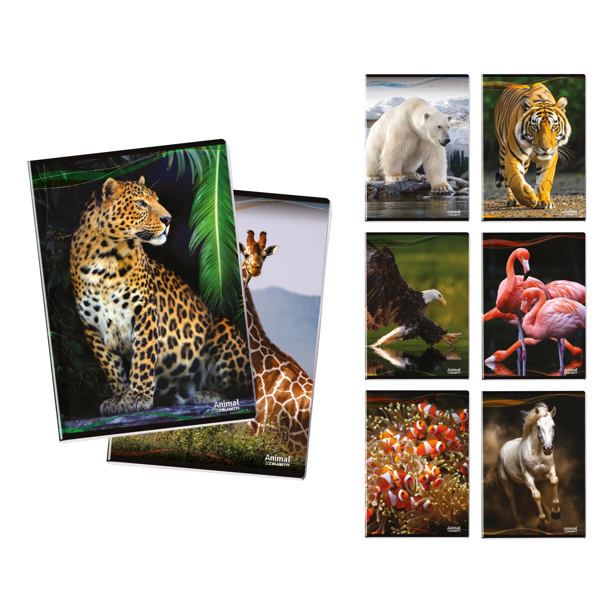 Blasetti Animal Maxi Notebook A4, 5mm Squares with Margin, 10 Pack - immagine 8