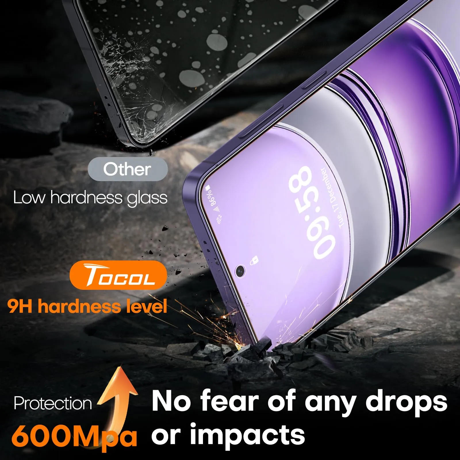 TOCOL Pellicola Protettiva in Vetro Temperato 9H per Samsung Galaxy S24, Trasparente, 2 Pezzi - immagine 4