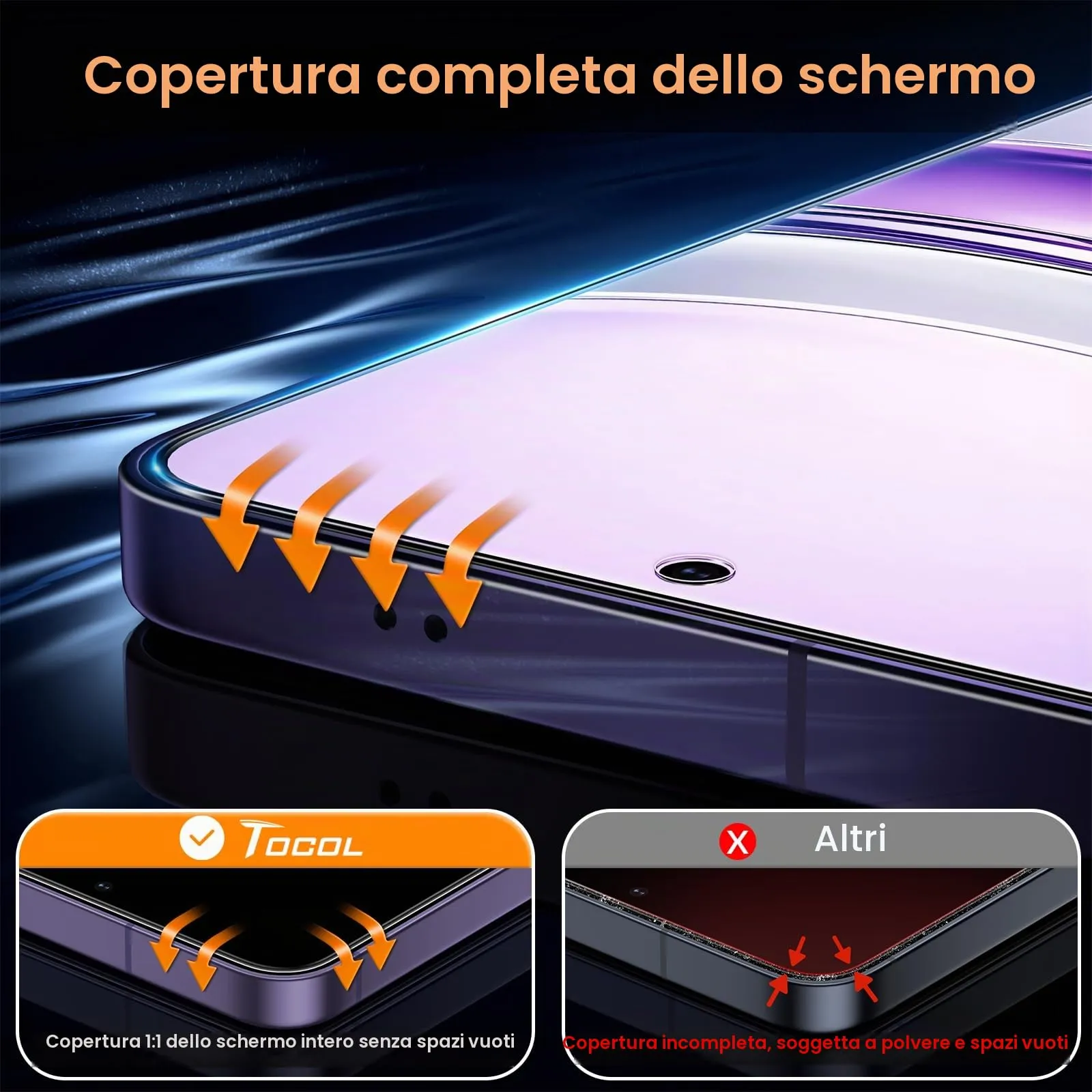 TOCOL Pellicola Protettiva in Vetro Temperato 9H per Samsung Galaxy S24, Trasparente, 2 Pezzi - immagine 5