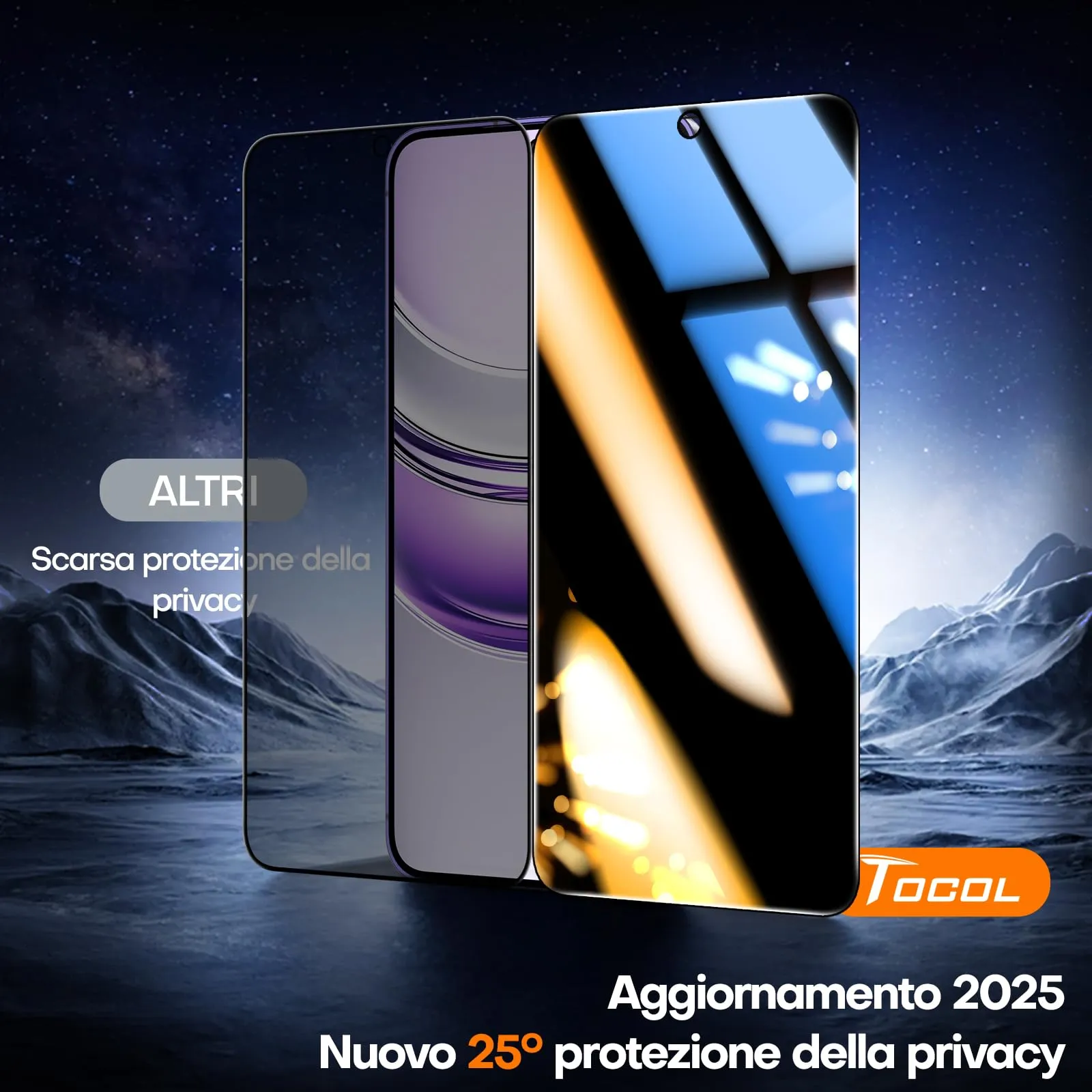 TOCOL Privacy Pellicola Protettiva per Samsung Galaxy S24 Plus, Anti-Spy 25°, Durezza 9H, 2 Pezzi - immagine 4