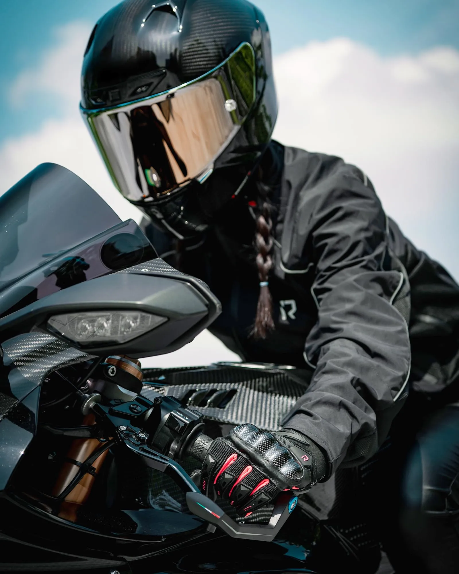 IRON JIA'S Guanti Moto Uomo Estivi in Fibra di Carbonio Traspiranti Touch Screen, Rosa, XL - immagine 2