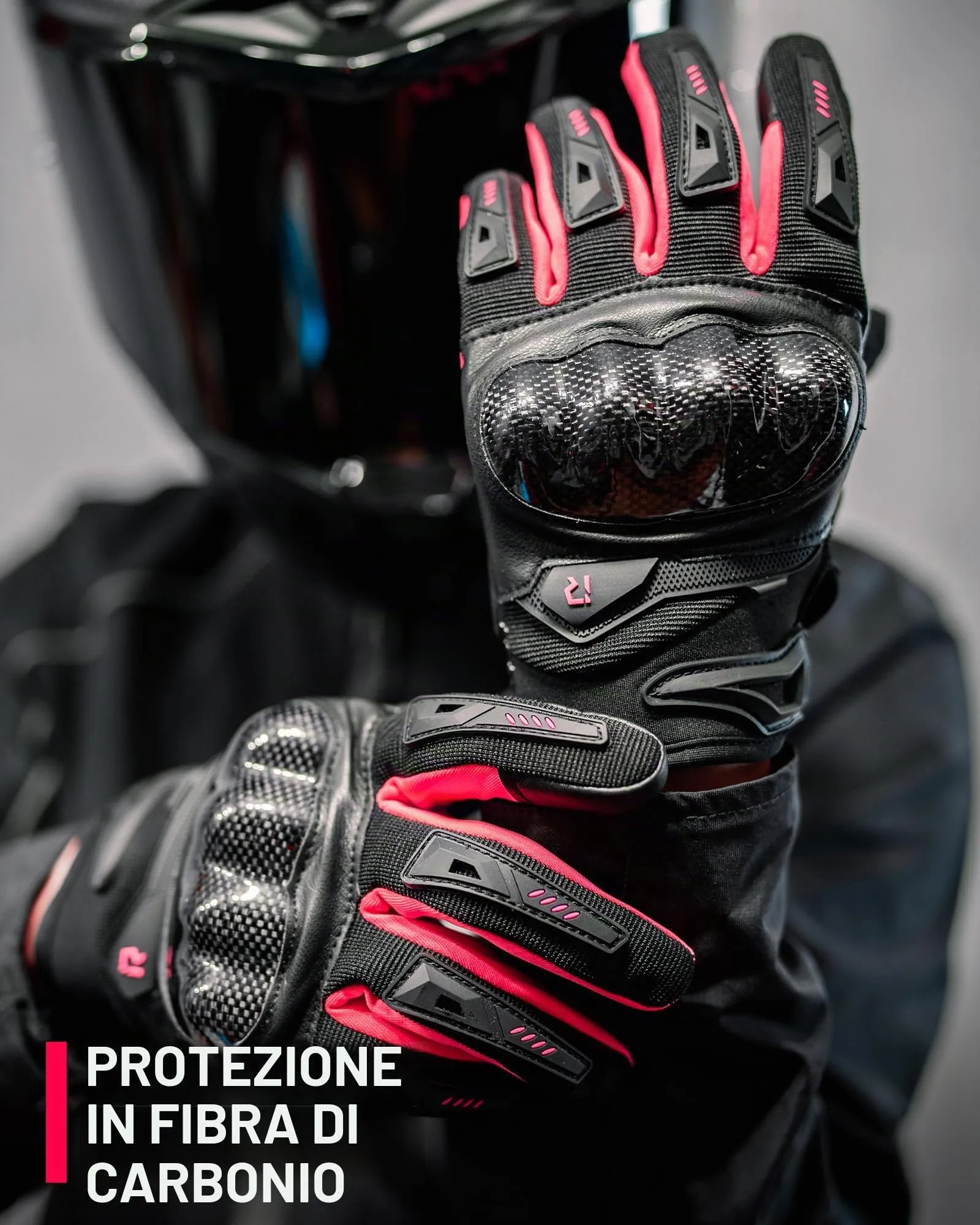 IRON JIA'S Guanti Moto Uomo Estivi in Fibra di Carbonio Traspiranti Touch Screen, Rosa, XL - immagine 5