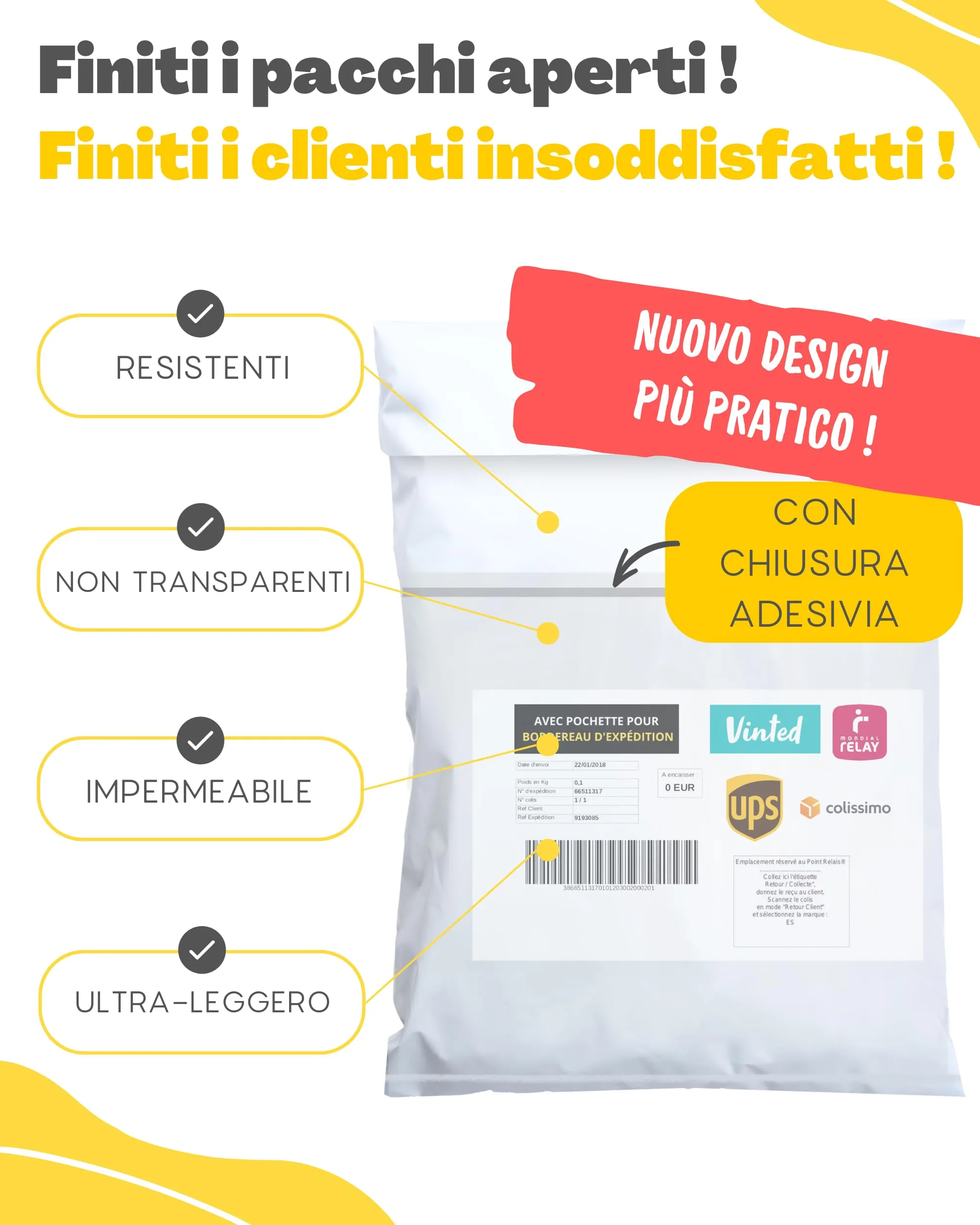 EmballaX Buste per Spedizioni con Tasca per Bollettino, Taglie XL/XXL, 12 Pezzi - immagine 3