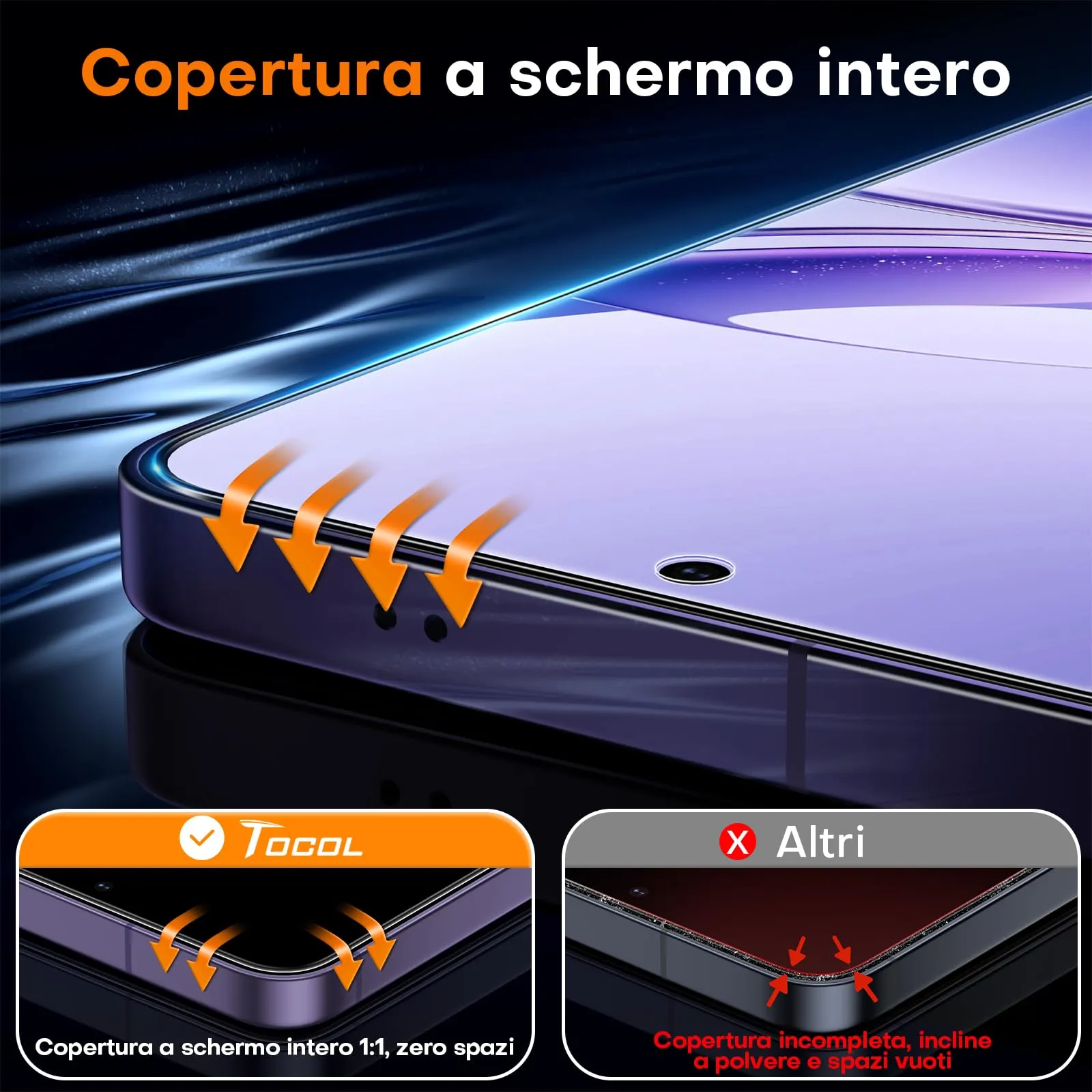 TOCOL Pellicola Protettiva in Vetro Temprato 9H per Samsung Galaxy S24 Plus, Trasparente, 2 Pezzi - immagine 6