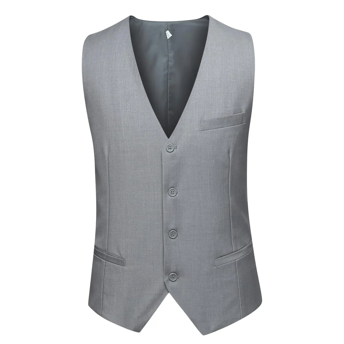 YOUTHUP Abito Uomo 3 Pezzi Slim Fit Blazer Panciotto Pantaloni Grigio Chiaro - immagine 2