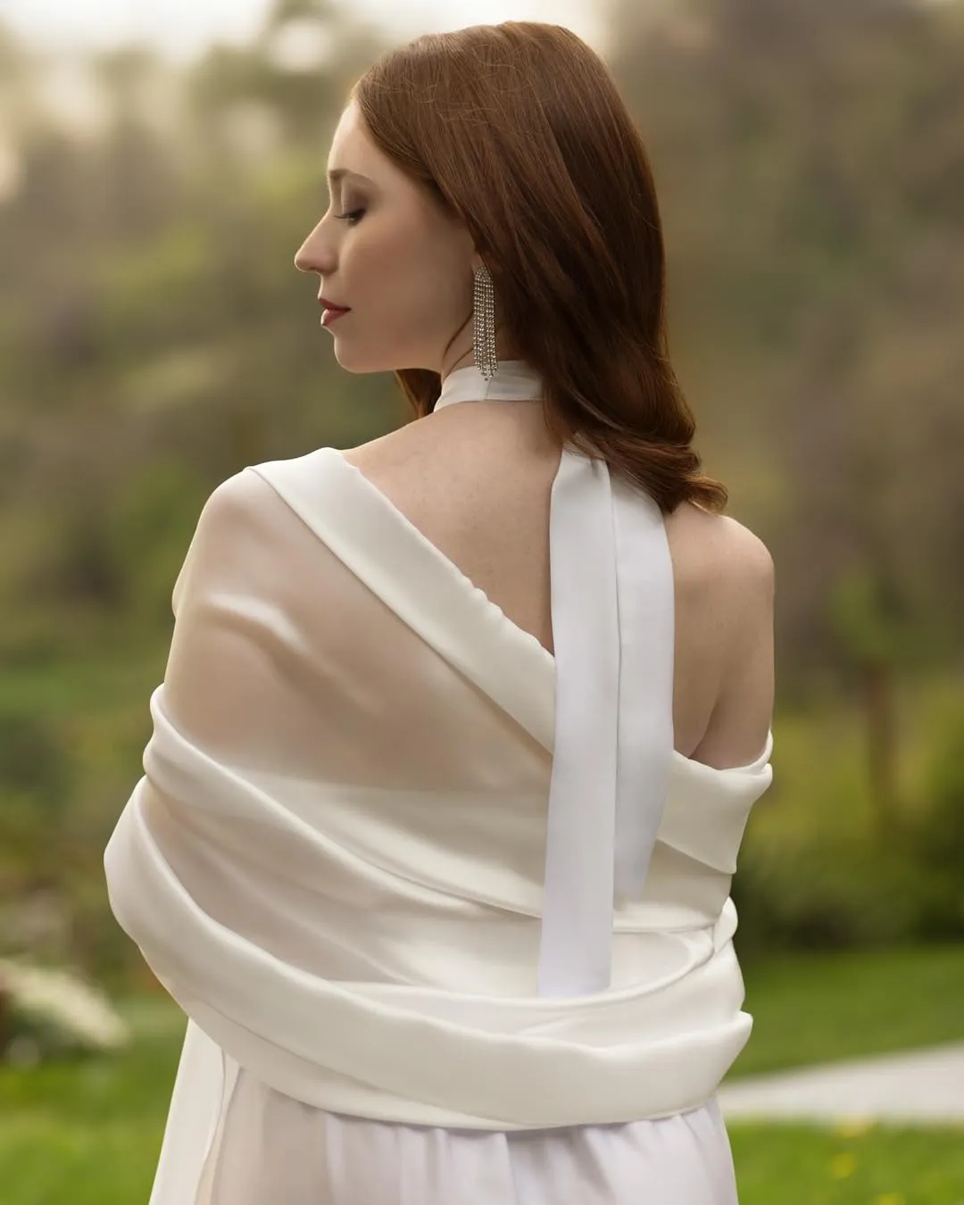 MAPIMANIA Stola Donna in Misto Seta 180x90 cm - Bianco - immagine 3