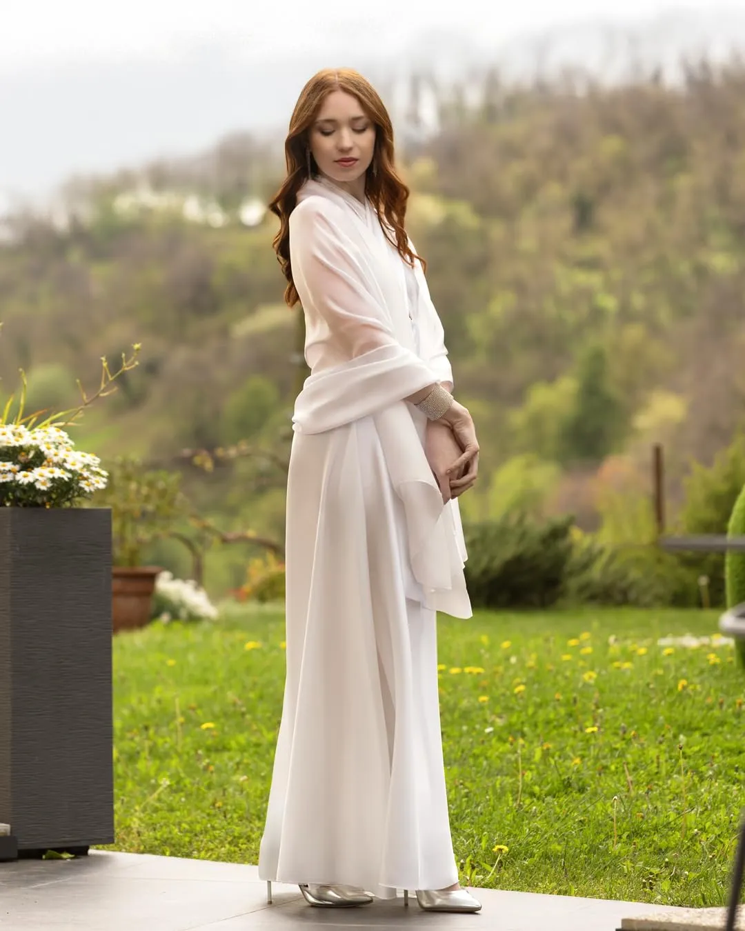 MAPIMANIA Stola Donna in Misto Seta 180x90 cm - Bianco - immagine 6