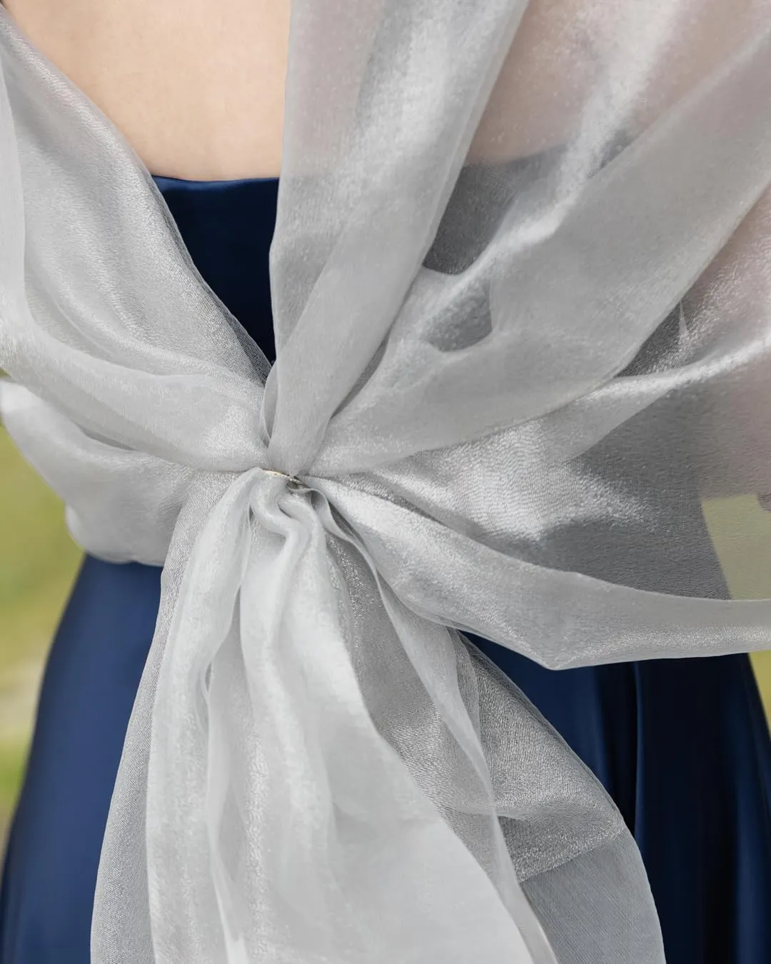 MAPIMANIA Stola Donna in Misto Seta 195x70 cm - Lurex Argento - immagine 2