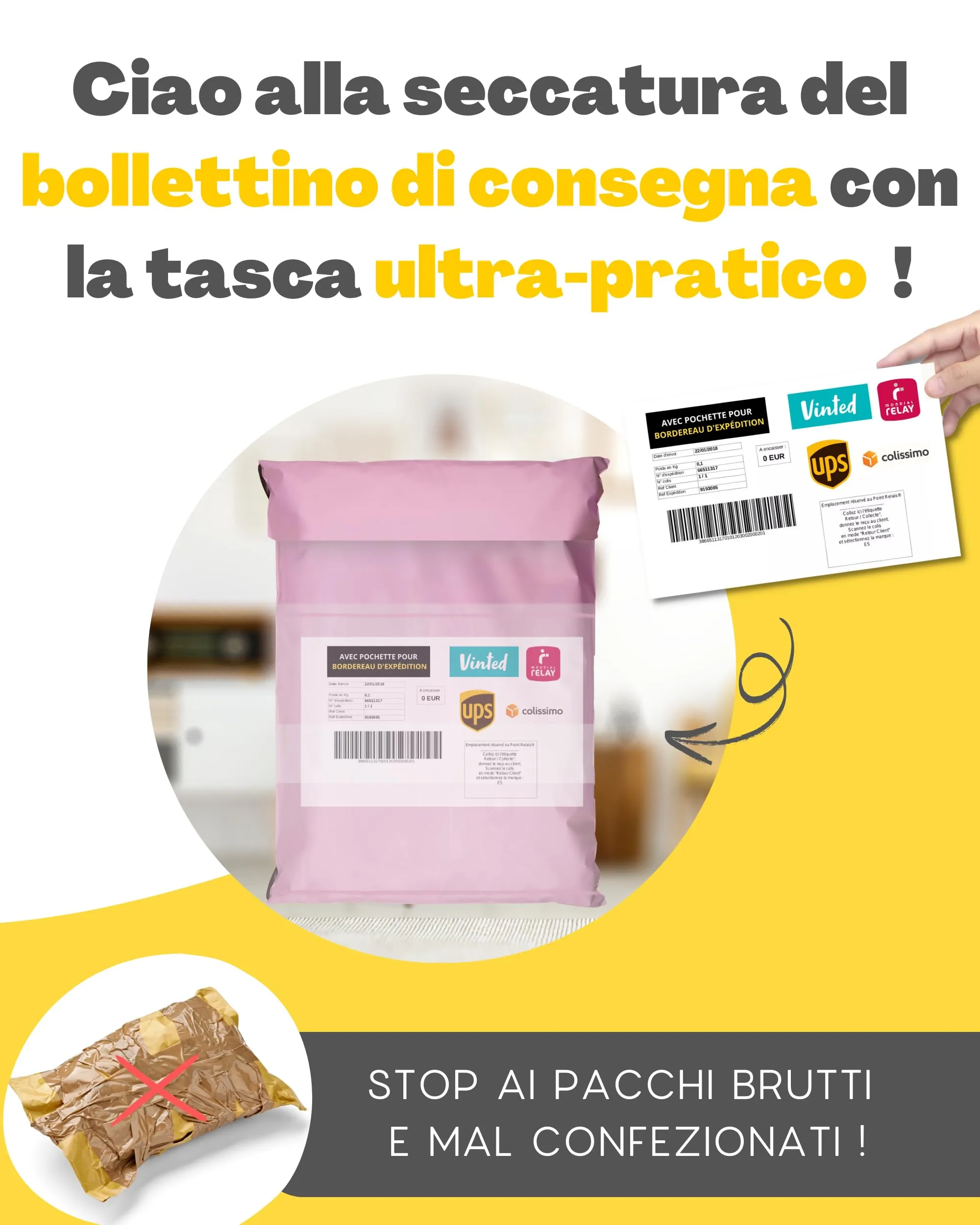 EmballaX Buste per Spedizioni con Tasca per Bollettino, Taglie XL/XXL, 12 Pezzi - immagine 2