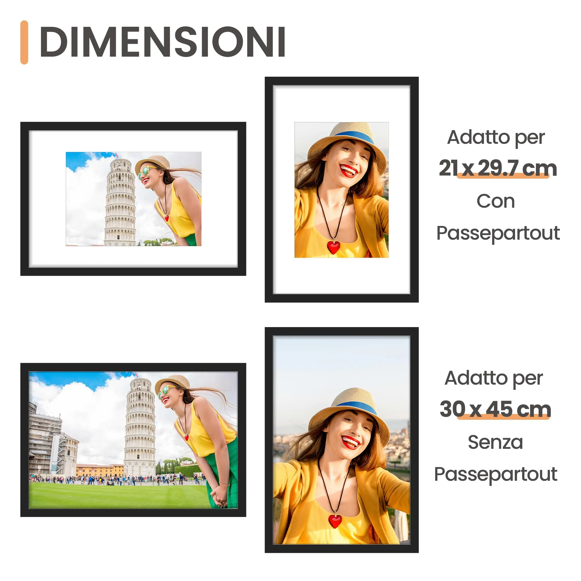 upsimples Cornici Portafoto, Set da 3, 30 x 45 cm, Nero - immagine 2