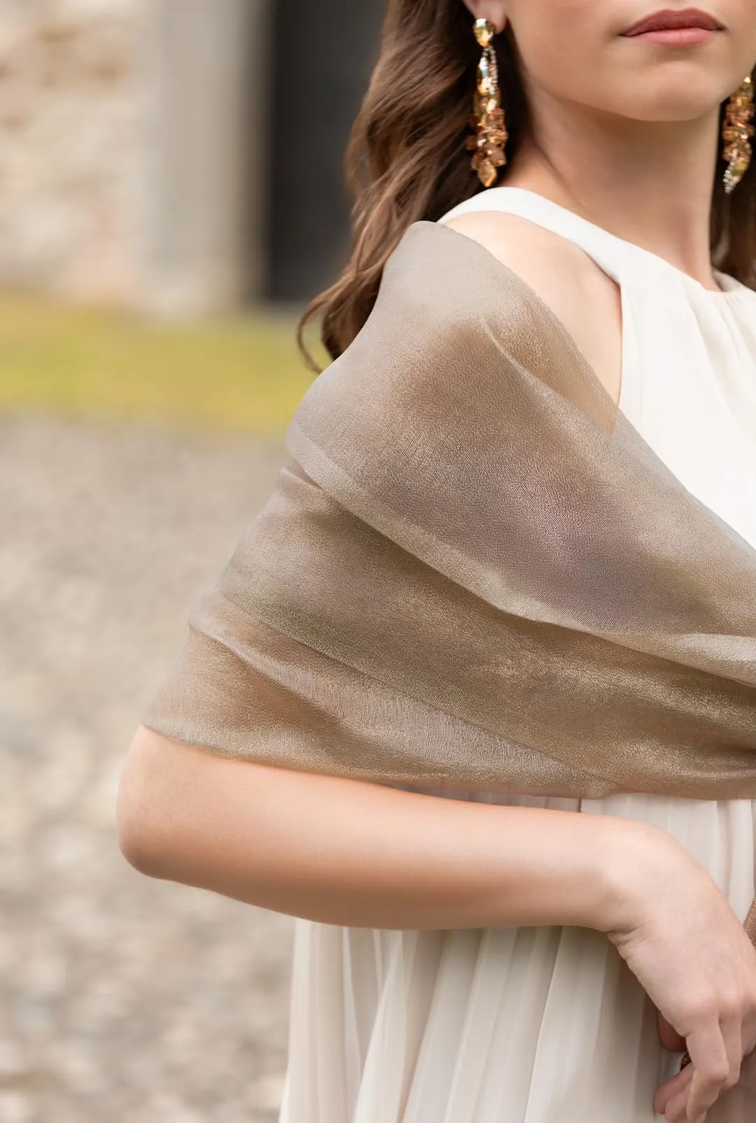 MAPIMANIA Stola Donna in Misto Seta 195x70 cm Lurex Bronzo - immagine 3