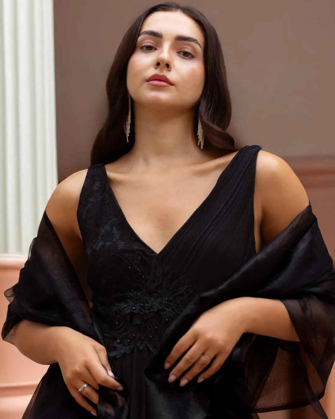 MAPIMANIA Stola Donna in Misto Seta 195x70 cm Lurex Nero - immagine 4