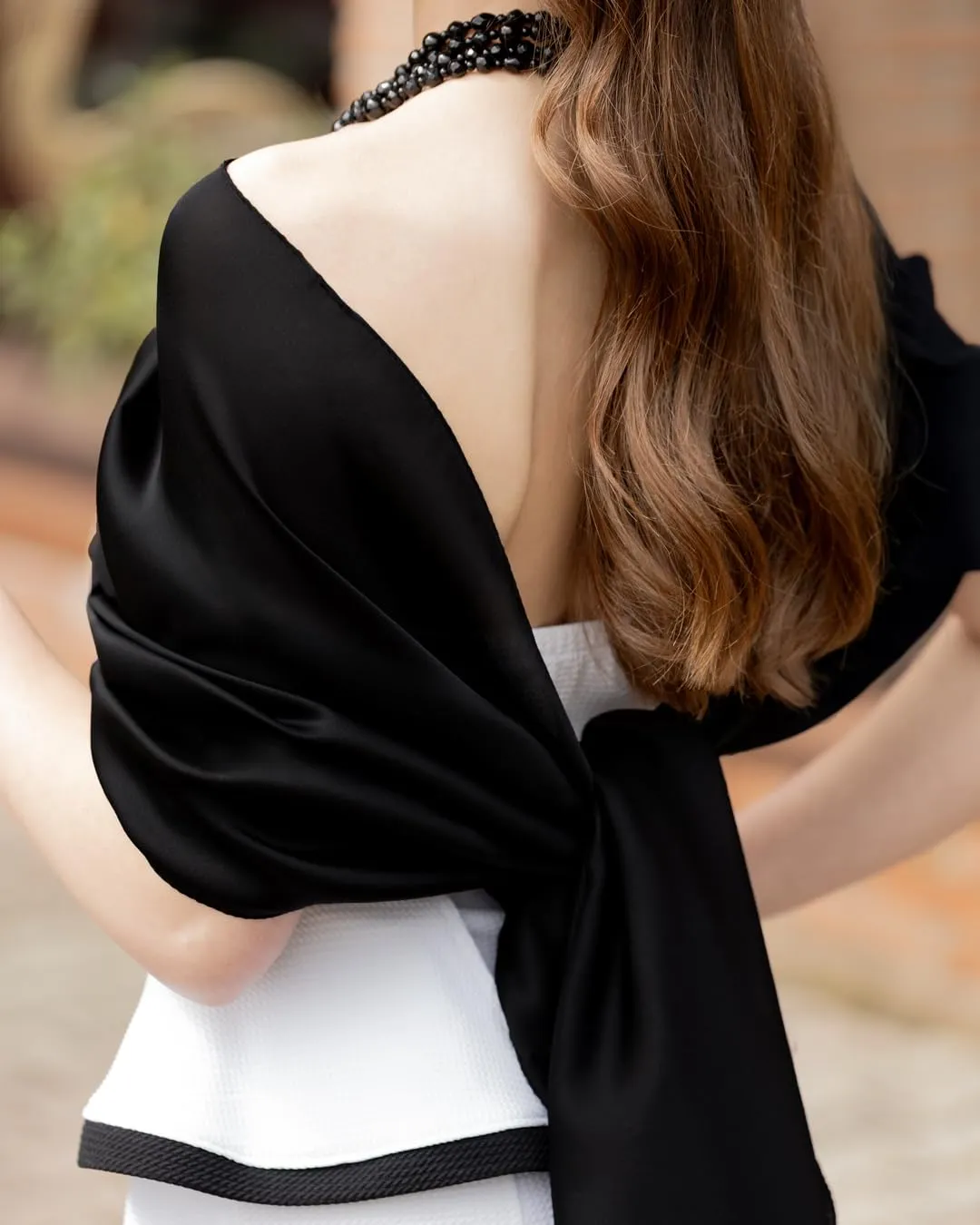 MAPIMANIA Stola Donna in Misto Seta 180x90 cm Nero - immagine 3
