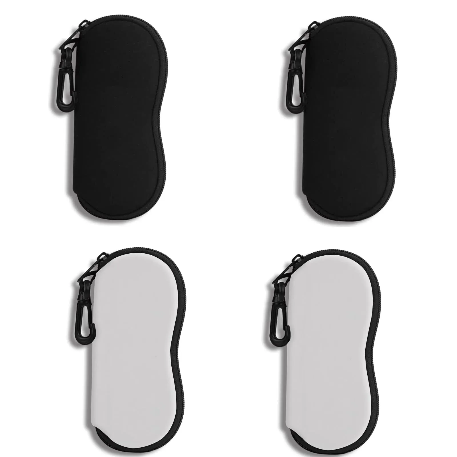 Hion Custodia Morbida per Occhiali da Sole in Neoprene con Cerniera e Clip da Cintura, 4 Pezzi (2 Neri + 2 Grigio), Taglia Unica - immagine 1