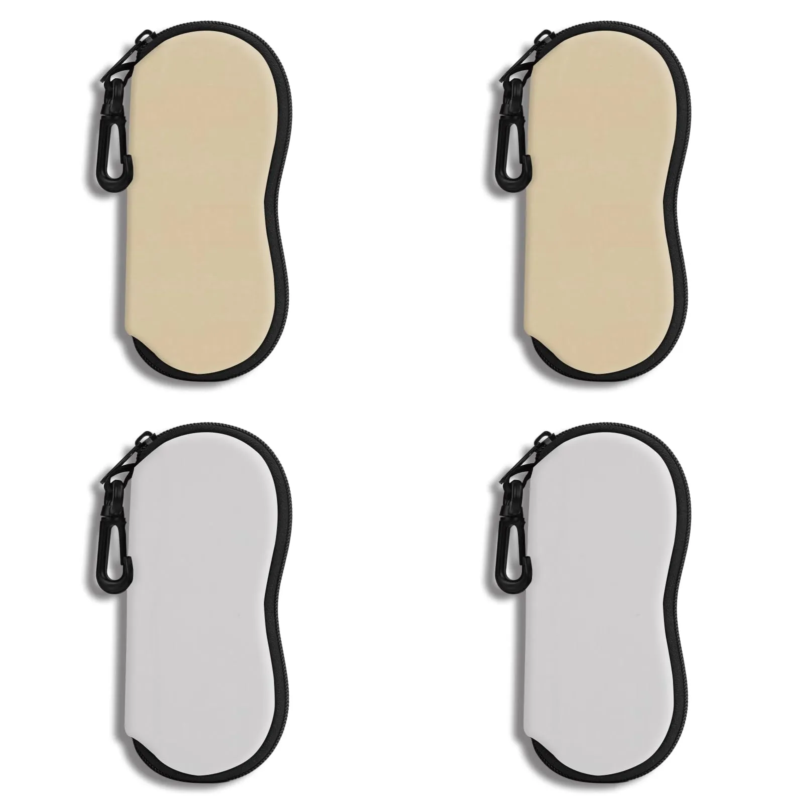 Hion Custodia per occhiali in neoprene con cerniera e clip da cintura, 4 pezzi (2 kaki, 2 grigio), taglia unica - immagine 1