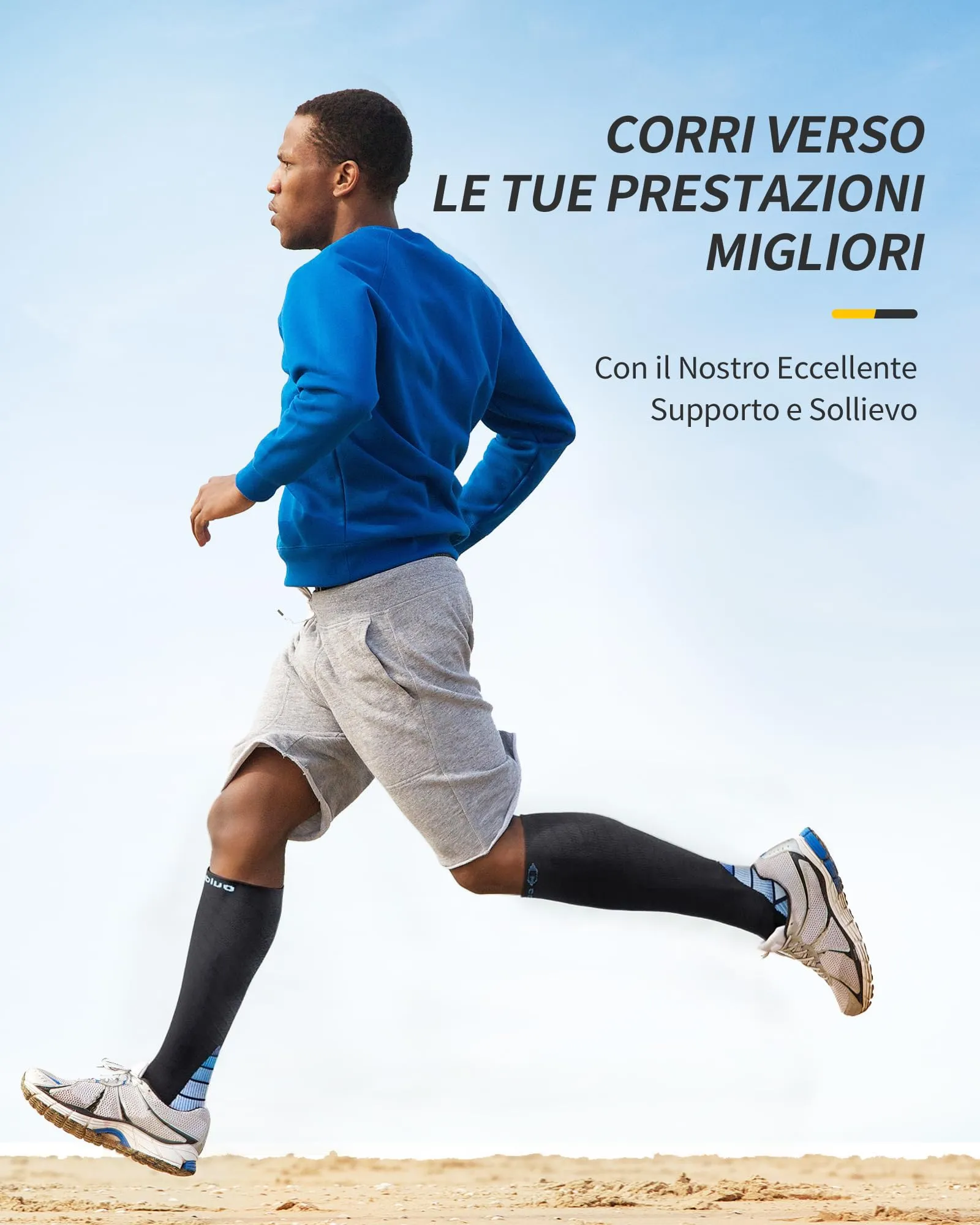 CAMBIVO Calze Compressione Graduata 20-30 mmHg per Donna e Uomo, 2 Paia, Taglia XXL, Azzurro - immagine 5