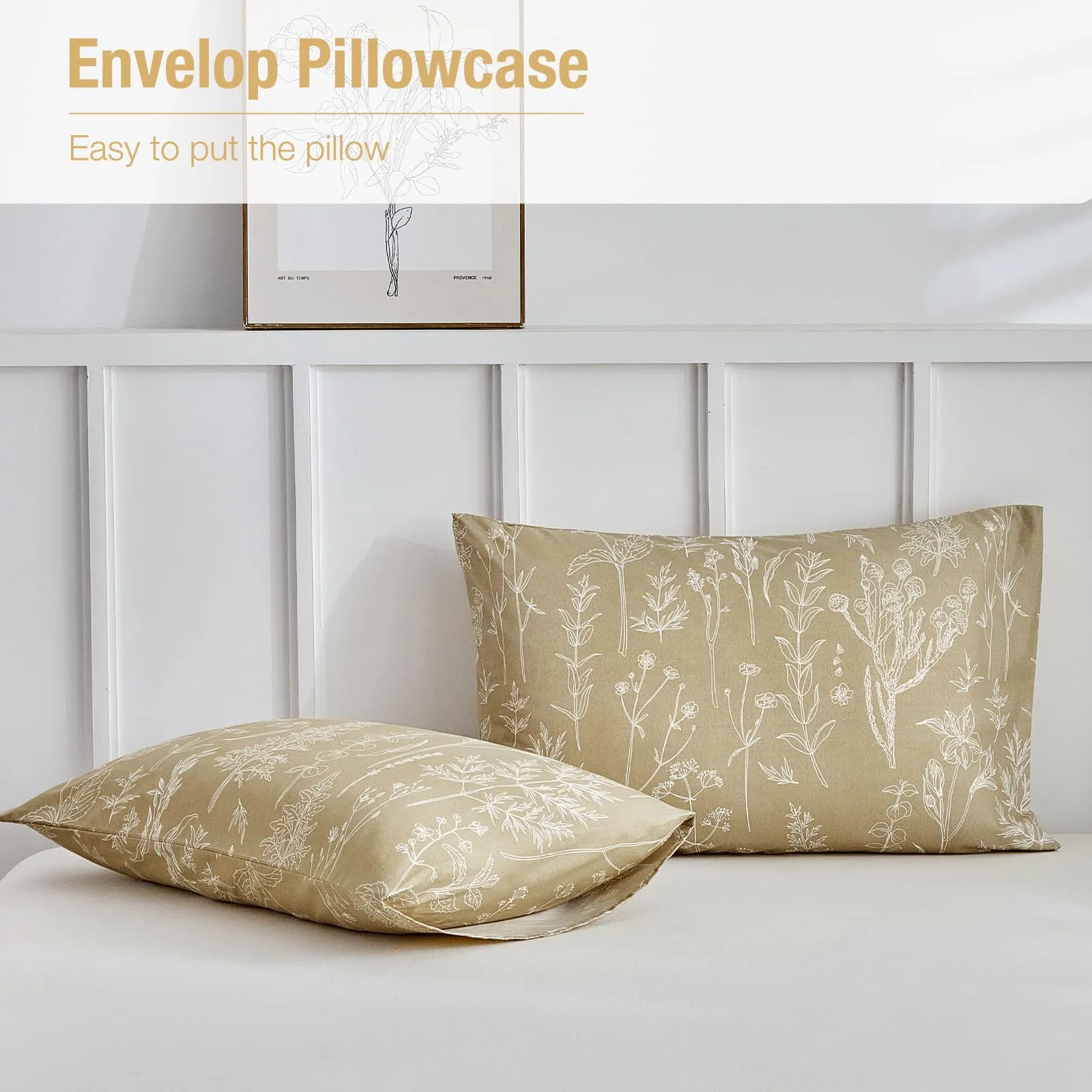 Tokokimo Set Copripiumino Matrimoniale 240x220 cm e 2 Federe 50x80 cm, Microfibra, Khaki - immagine 6