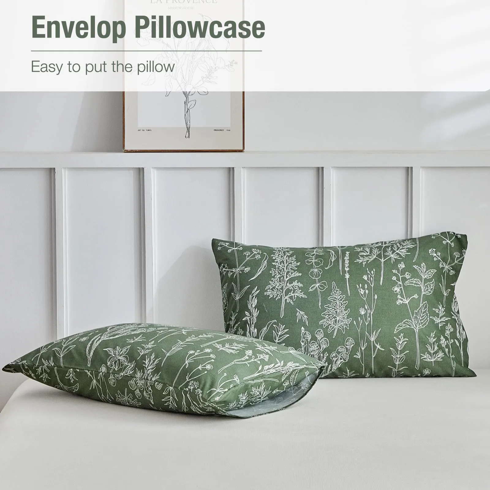 Tokokimo Set Copripiumino Matrimoniale 260x240 cm in Microfibra, 1 Copripiumino e 2 Federe 50x80 cm, Verde Scuro - immagine 6